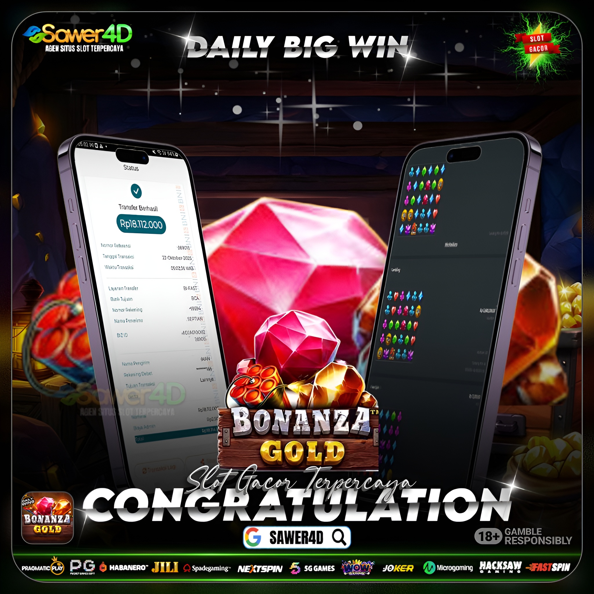 PRAGMATIC PLAY - JACKPOT SLOT BONANZA GOLD  Rp.18.112.000,- LUNAS