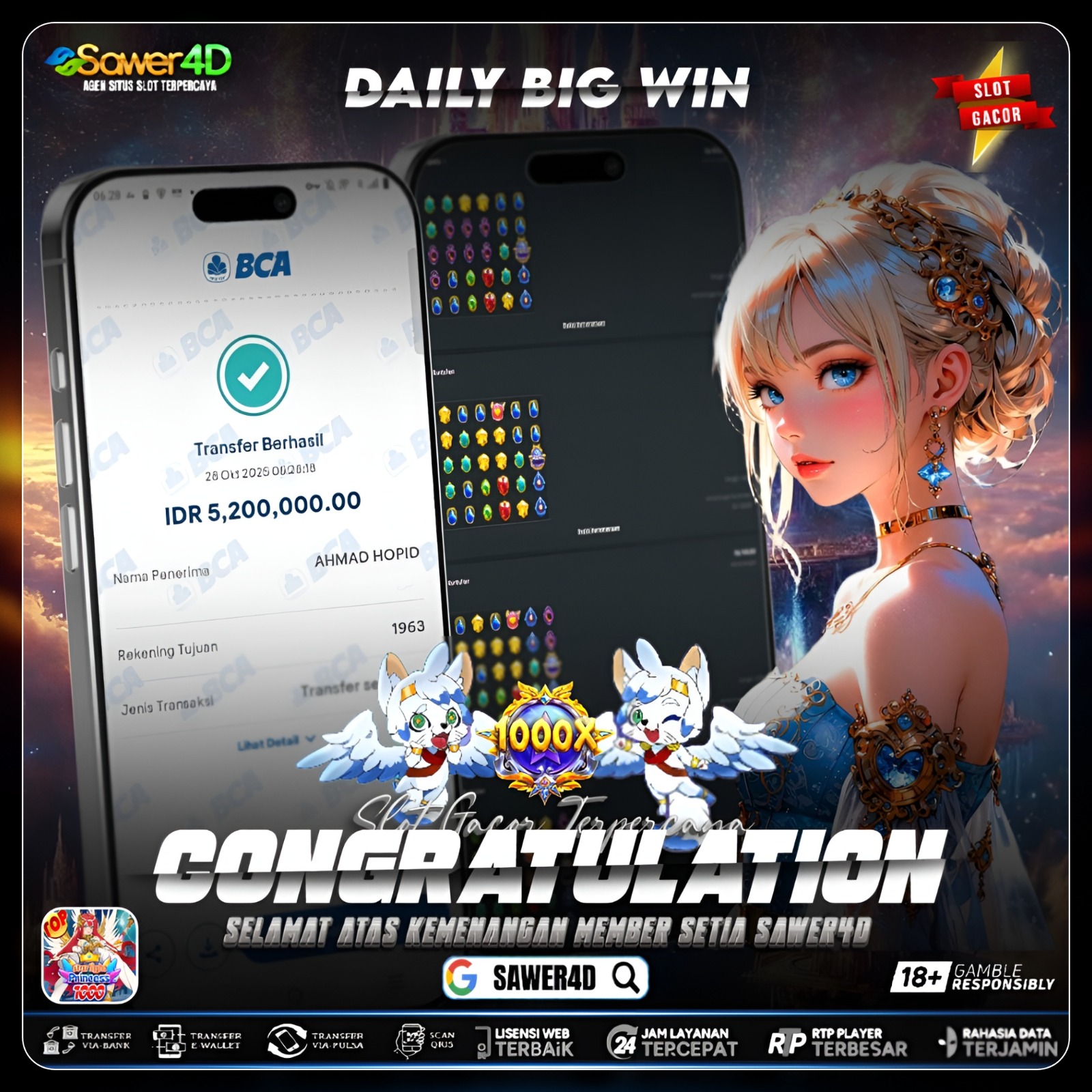 ⚡ Putri bintang turun tangan! Scatter berjatuhan, saldo membara! 💥