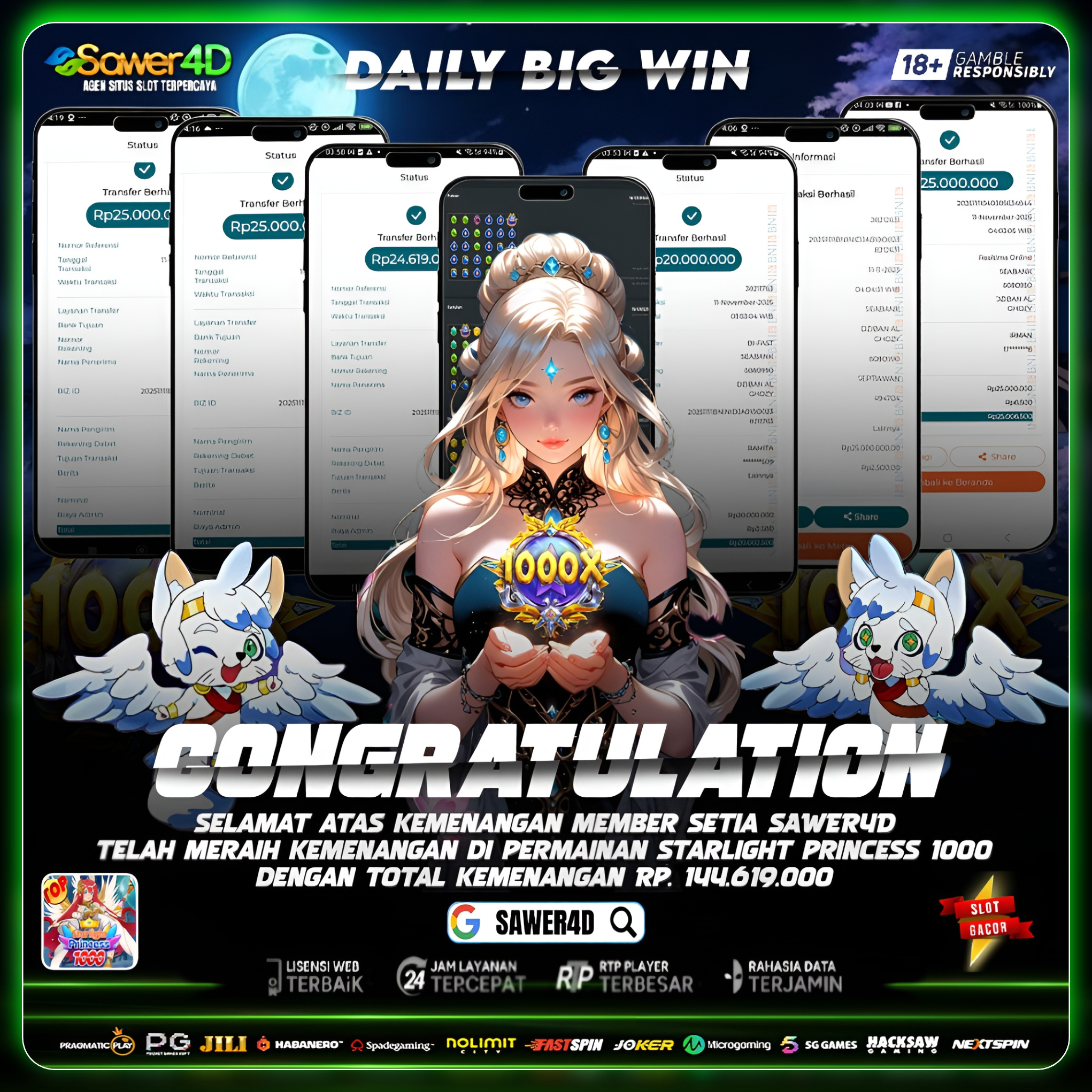 “INI DIAAAA!! STAAAARLIIIGHTTTTT!!! X1000!!! GILA GILAAA!!! 🤑💥💫” 💰Dari receh jadi sultan dalam sekejap,Rp.144.619.000 LUNAS BERSAMA SAWER4D” 💰