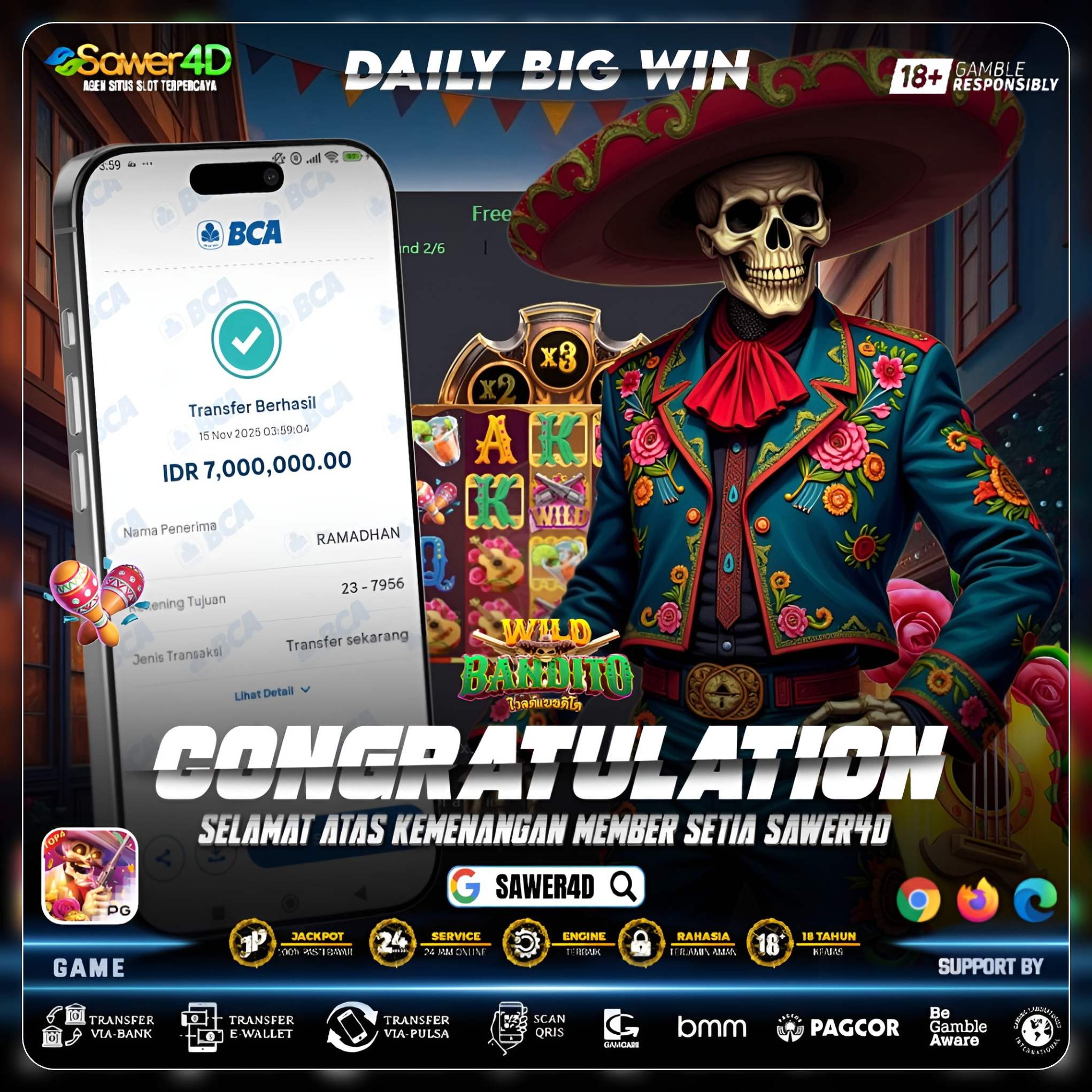 🎸🔥 “Gitar bergetar, topeng berkilau, kemenangan meledak badai!! Wild Bandito ngamuk bosku!!”