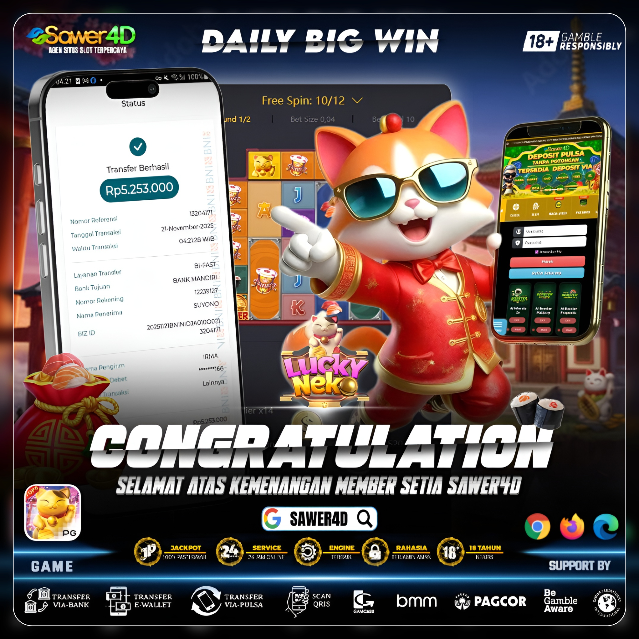 🐱✨ “Lucky Neko hoki! Sekali angkat tangan, kemenangan langsung mampir tanpa basa-basi!”