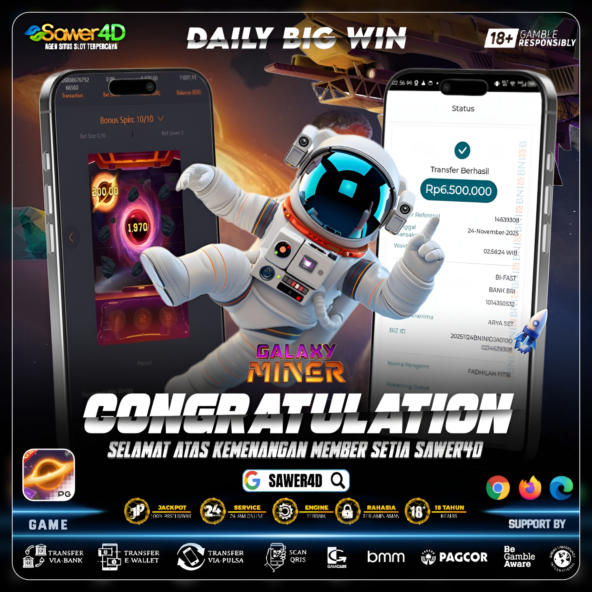 “Galaxy Miner ngamuk! Asteroidnya pecah, cuannya muncrat! ⚡🌌 Ayo bre—jangan cuma nonton, waktunya kamu terbang dan nembus kemenangan!”