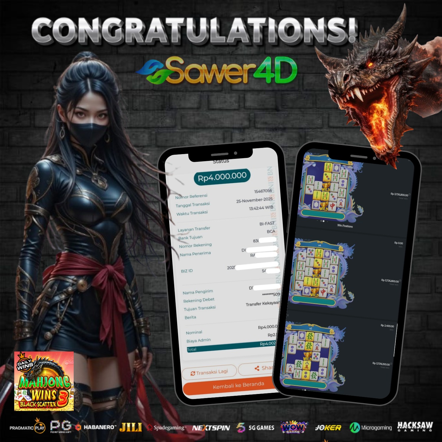 Selamaaat! Black Scatter mendarat di Mahjong dan langsung bikin kemenangan lu meledak!