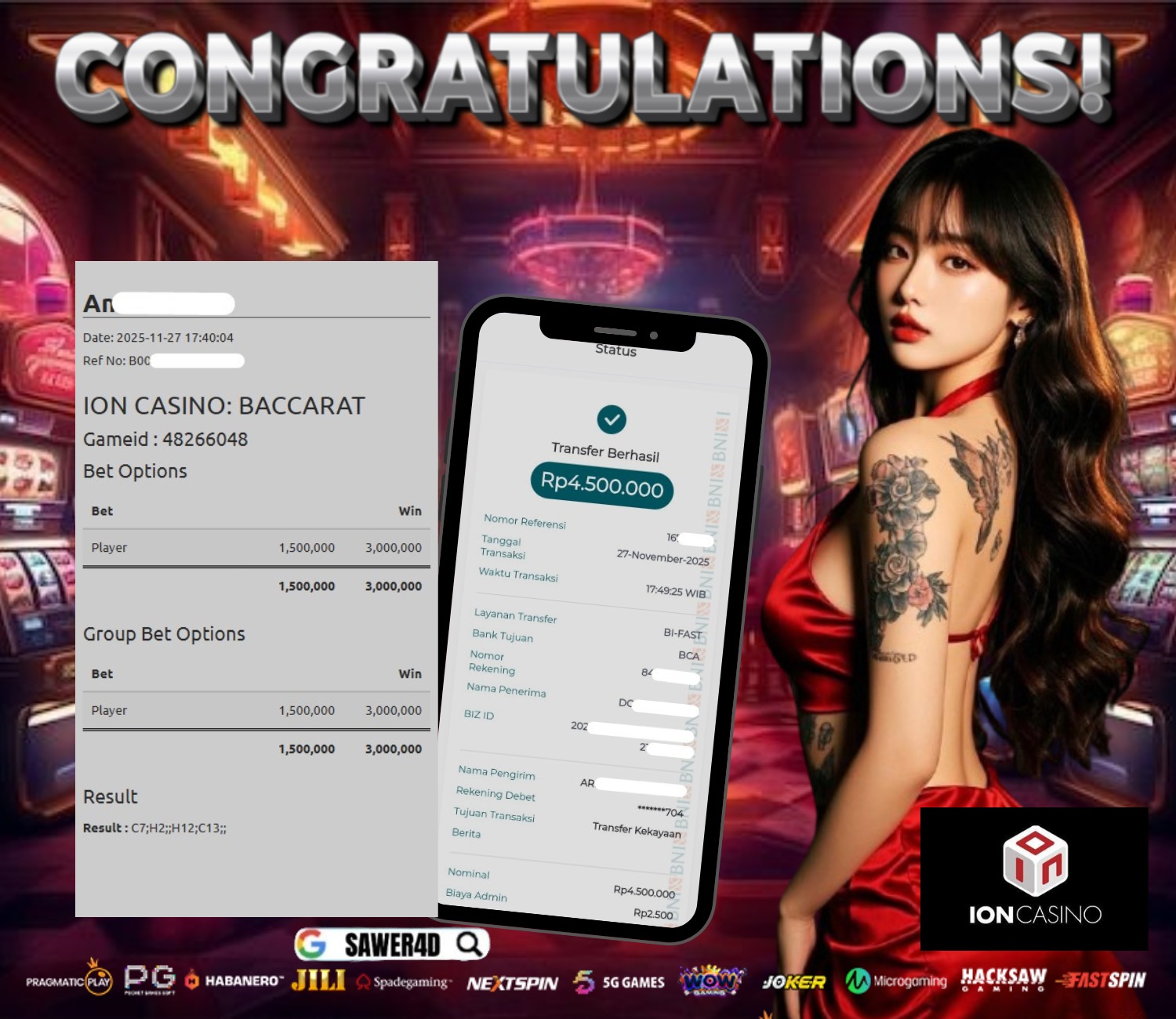 🎉💎 SELAMAT ATAS KEMENANGAN DI ION CASINO – BACCARAT! 💎🎉