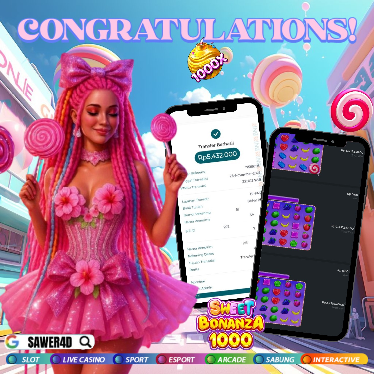 Selamaaaat! Sweet Bonanza 1000 meledak gila!