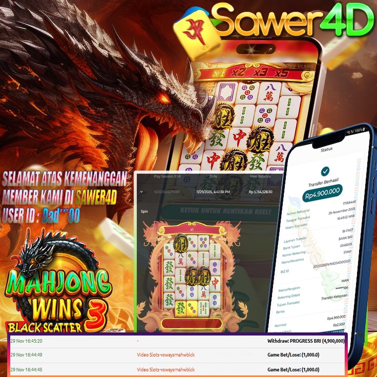 Gila sih! Black Scatter di Mahjong pecah juga akhirnya!