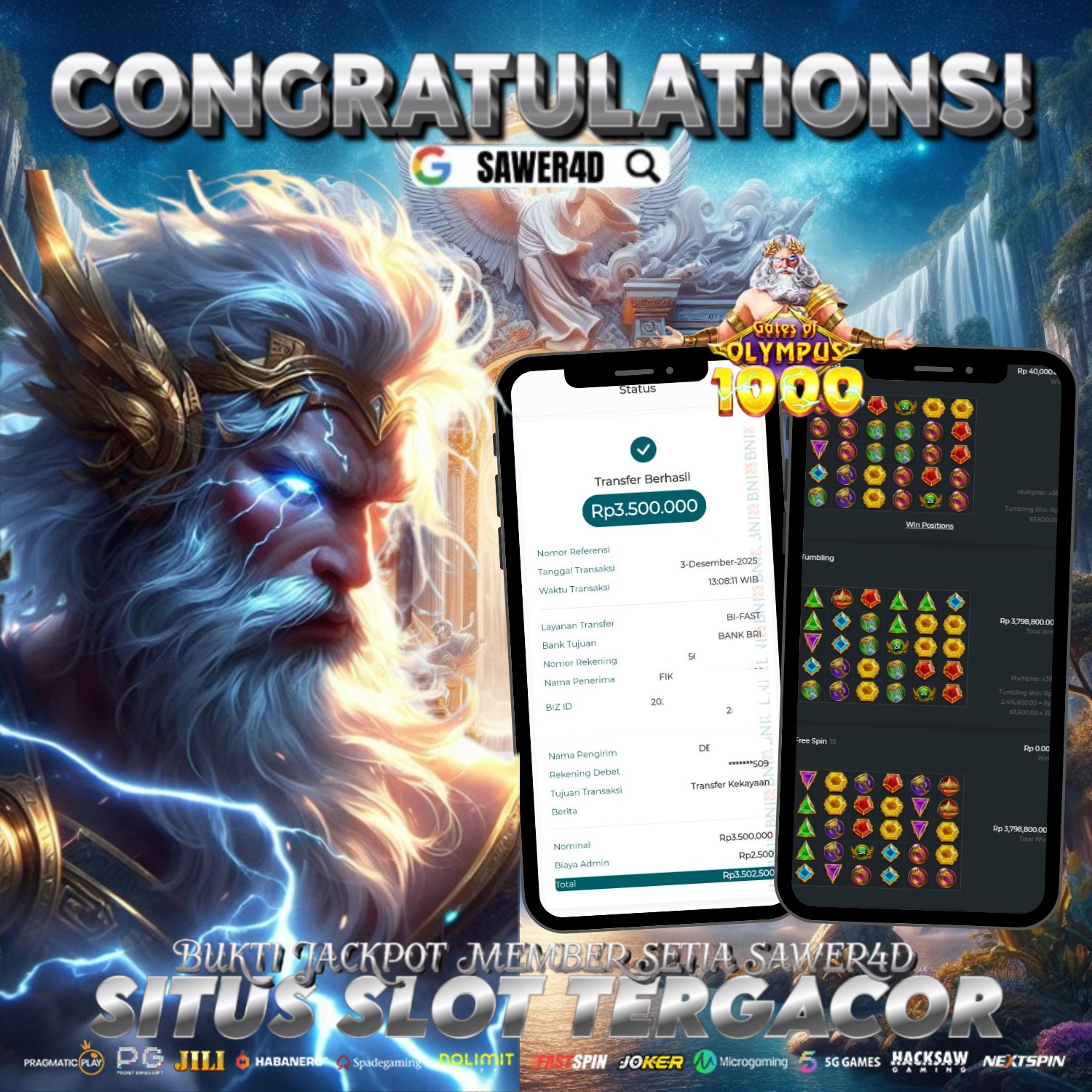 Congrats bsokuu! Menang lagi di Zeus, petirnya nyala terus!