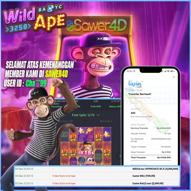 Gorilla ngamuk di Wild Ape! Kombinasi epic turun dan bosku bawa pulang kemenangan gila! 🦍💥