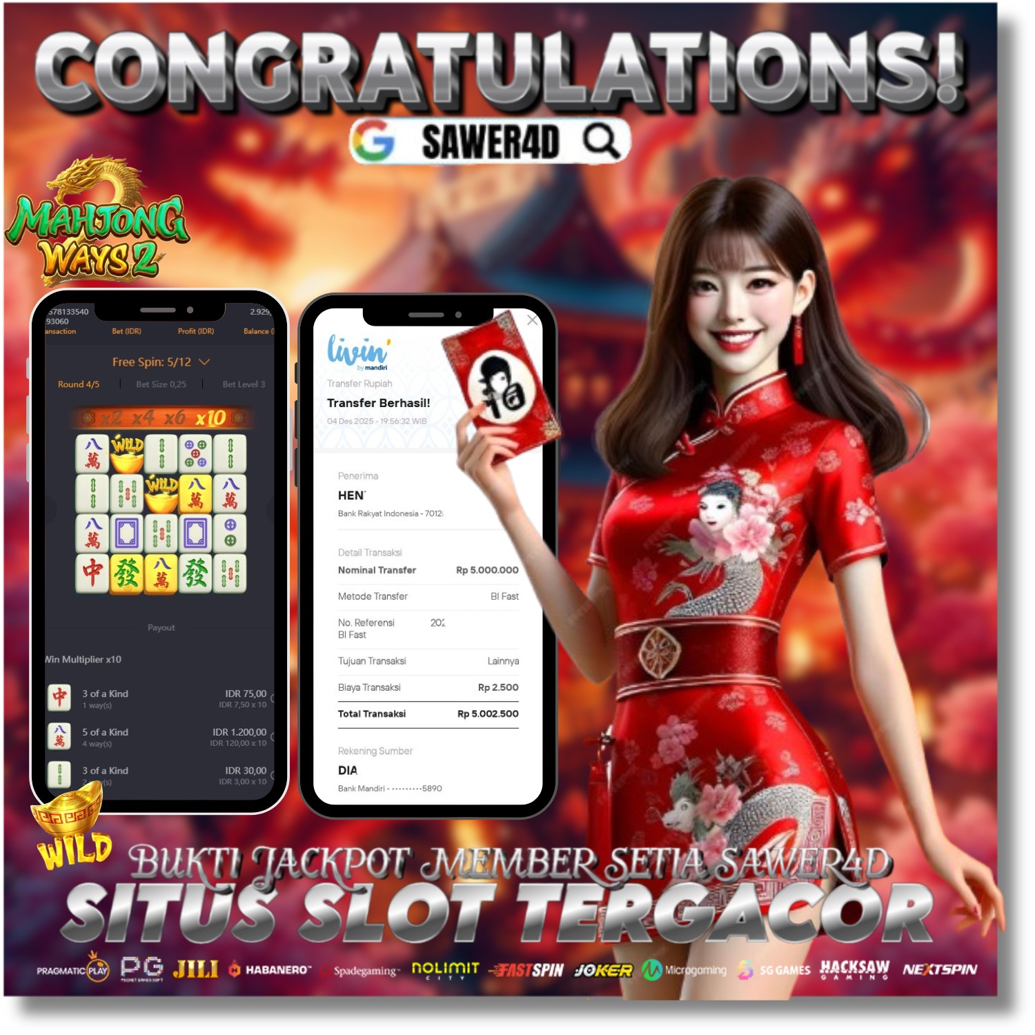 Mantap bosku! Mahjong Wins lagi hoki, menang besar cuan nyampe! 🔥💰