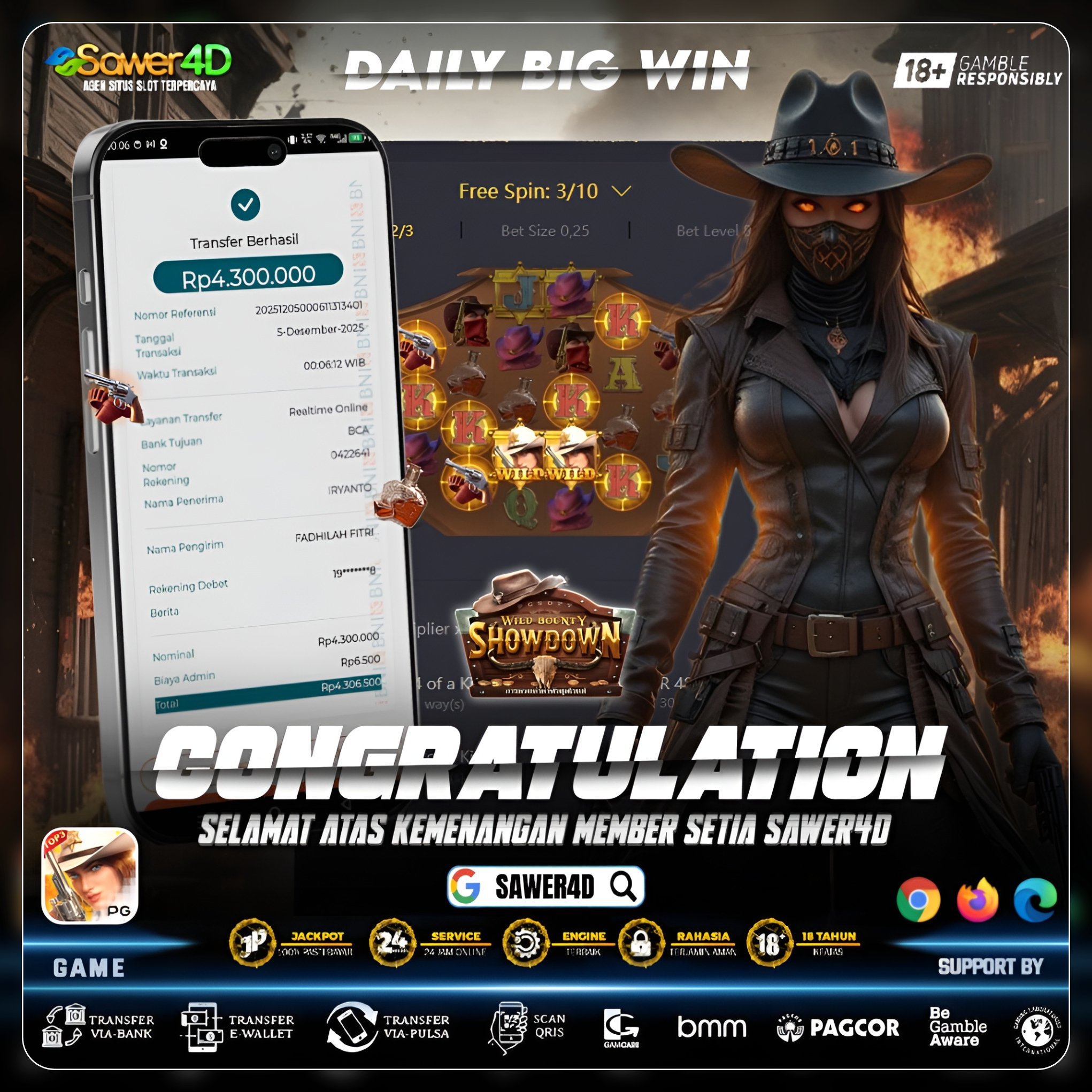 “Satu tembakan, satu kemenangan besar! Wild Bounty Showdown gasss!”