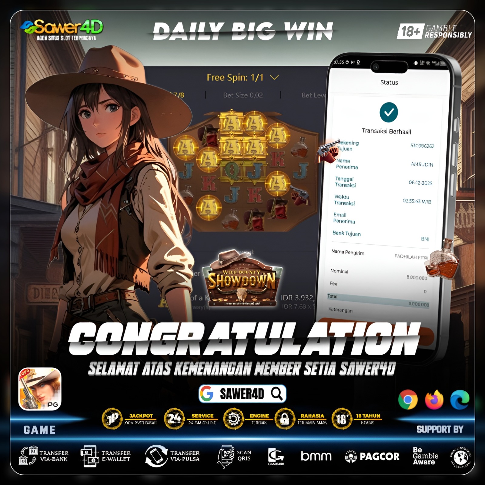 “Wild Bounty pecah parah! Sheriff pun angkat topi liat win segede ini! 🤠💥”