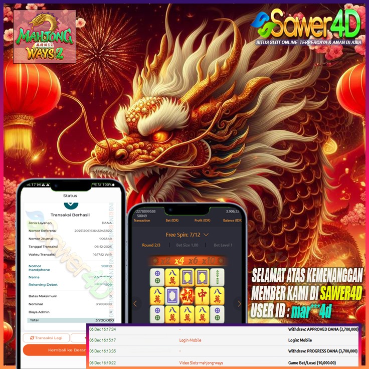 Mantap boskuuu! Kombinasi tile-nya rapi banget, kemenangan gede langsung mendarat! 🀄💸