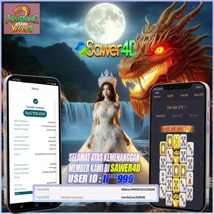 Selamat atas kemenangan besar di permainan Mahjong Ways 2 bosku!