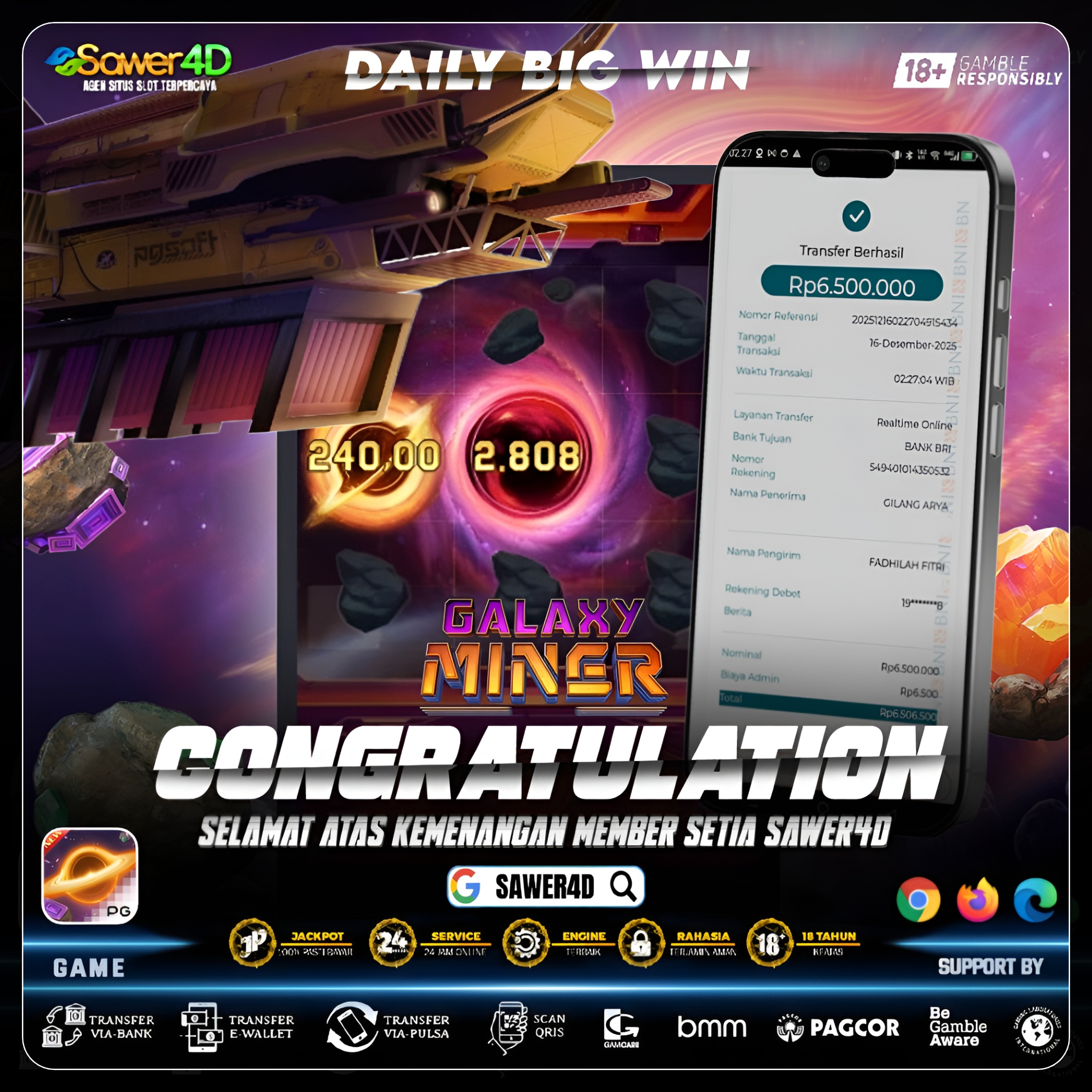 “Bukan sekadar nambang, ini panen cuan! Galaxy Miner mantap 💎🚀”