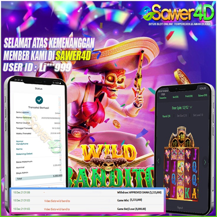 Selamat atas kemenangan gacor di permainan Wild Bandito bosku! Banditonya ngamuk, free spin nyamber, cuan langsung gas tanpa ampun