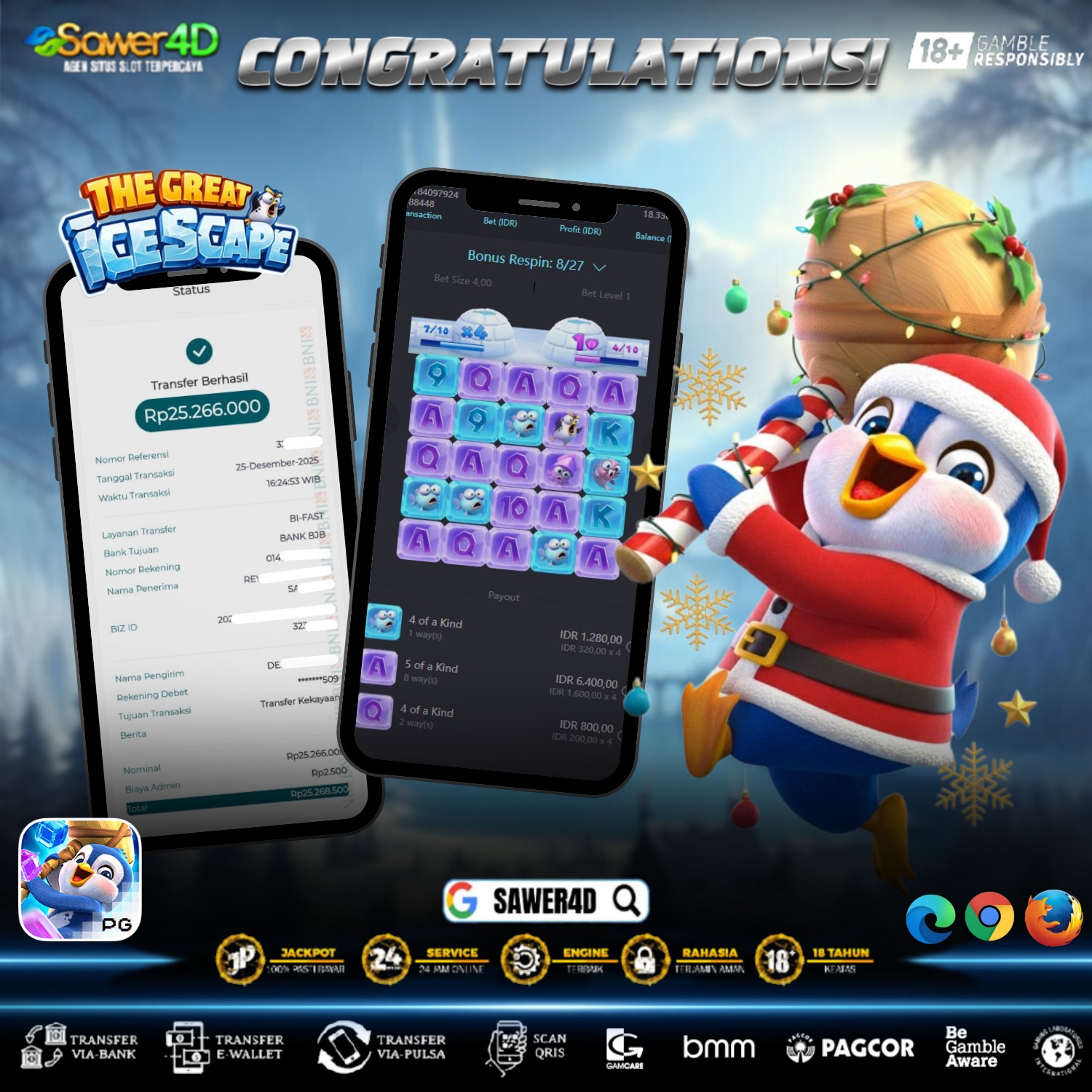 Penguin Escape hari ini jalan rapi. Fokus dapet, momentum kebaca, hasilnya mantap