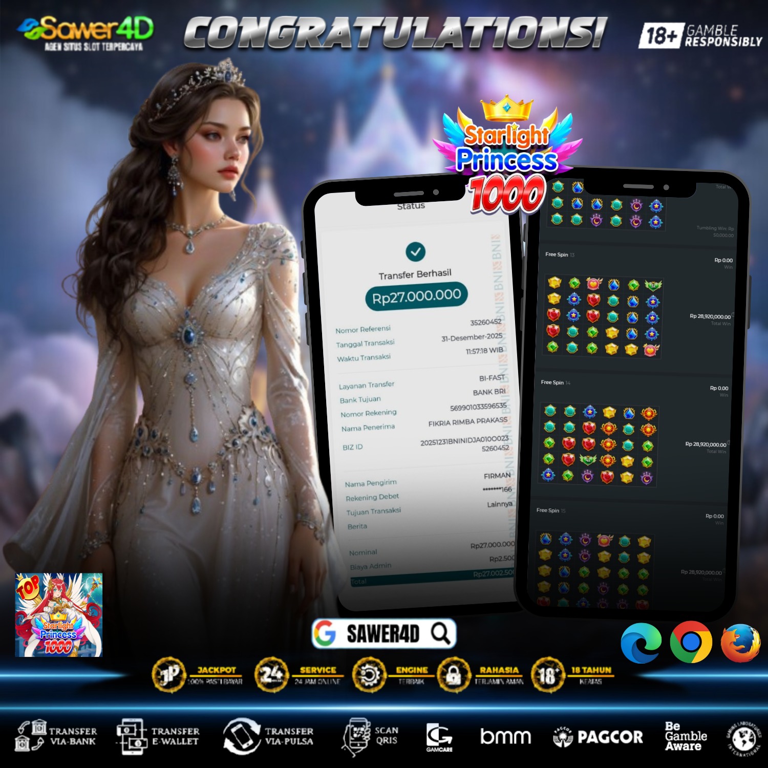 Selamat! Starlight Princess menghadirkan kemenangan besar yang layak dirayakan