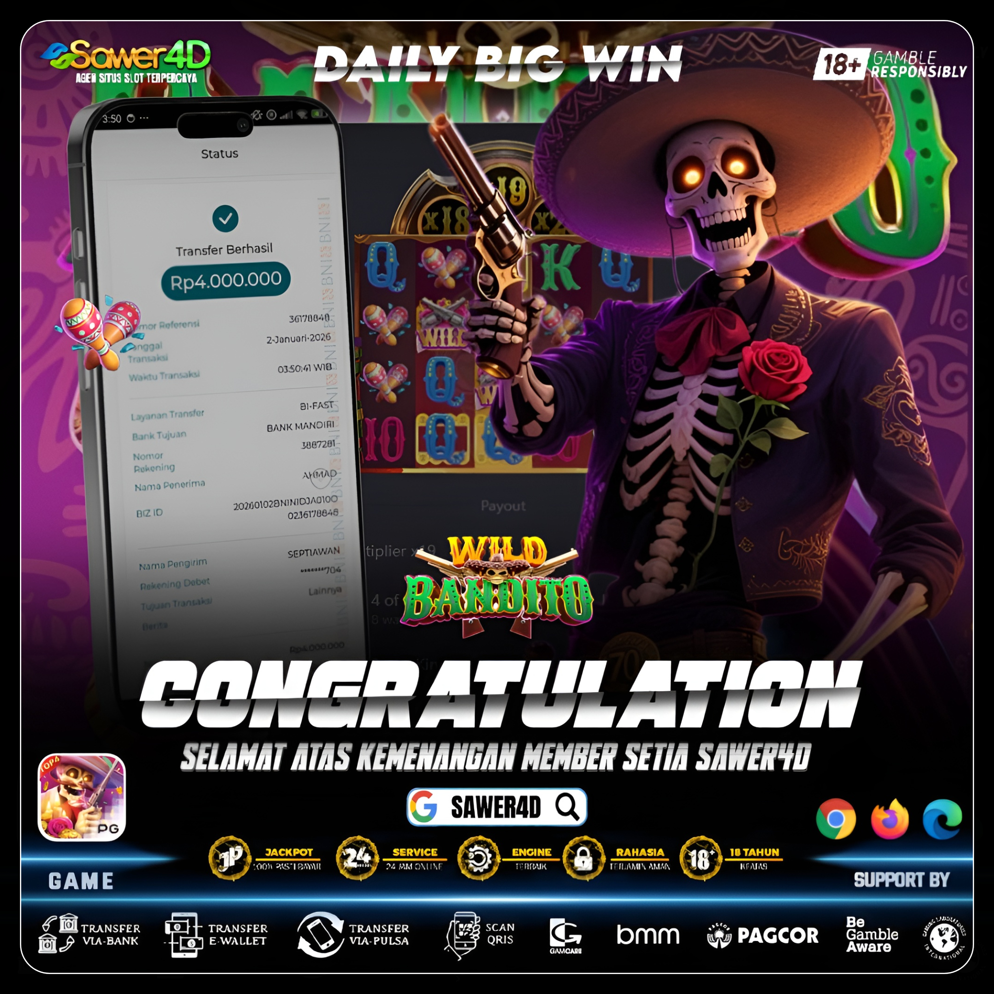Wild Bandito lagi on fire! Kemenangan mendarat tanpa ampun 🔥💰