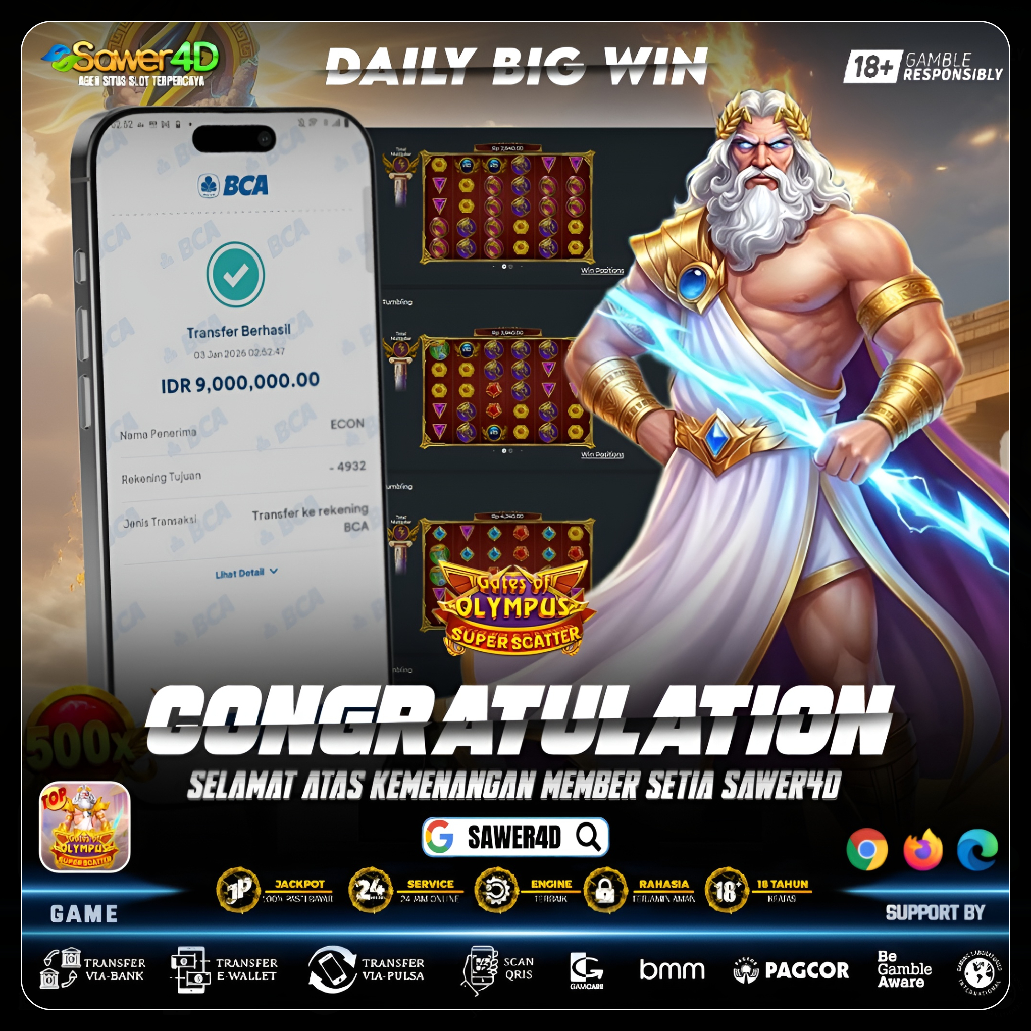 ⚡ Super Scatter turun, petir Zeus menyambar! Gate of Olympus dibuka penuh kemenangan!