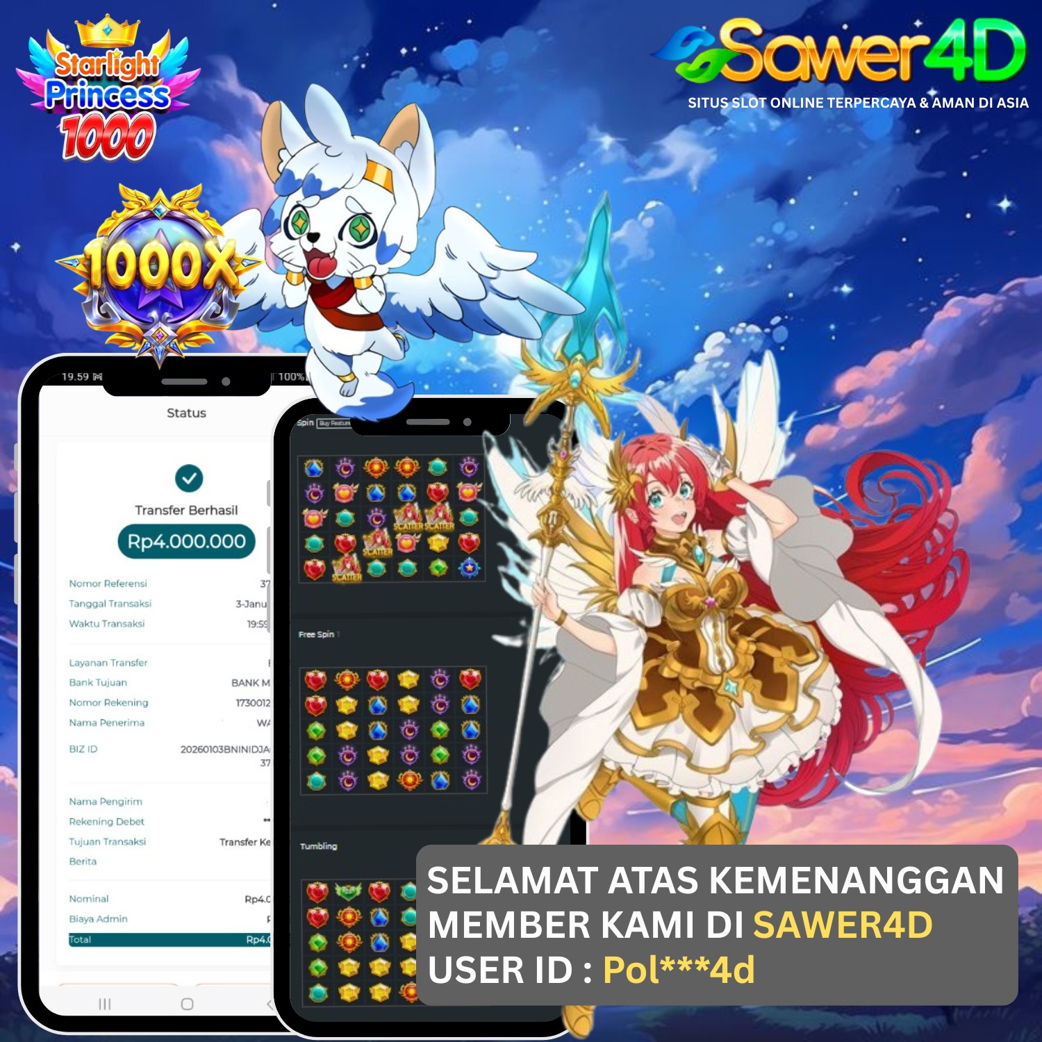 Selamat atas kemenangan besar di Starlight Princess 1000 🎉 Putaran berjalan panas, multiplier turun deras, dan hasilnya benar-benar bikin puas. Mantap!