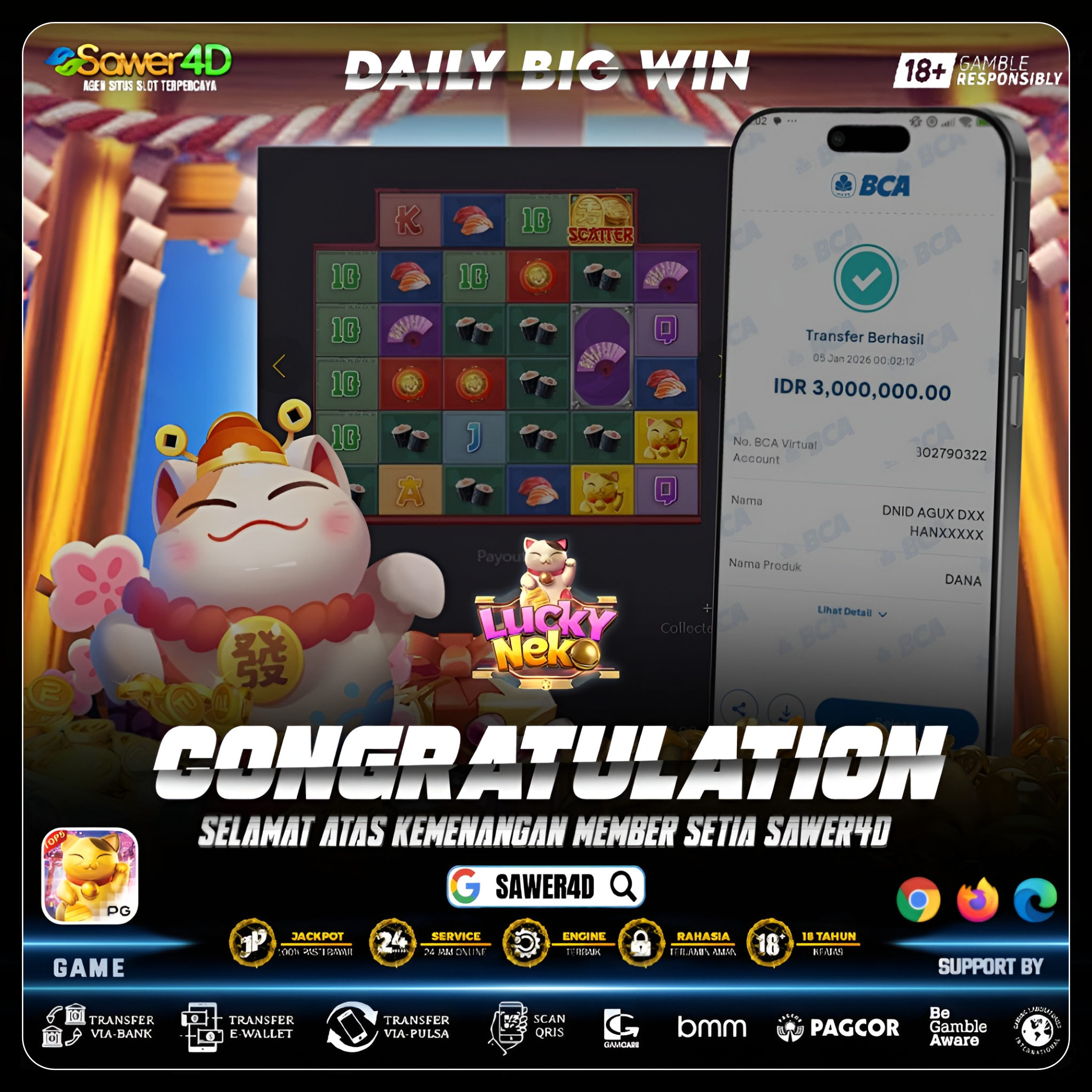 🍀 Sekali spin, hoki langsung nyantol! Lucky Neko memang pembawa rezeki!