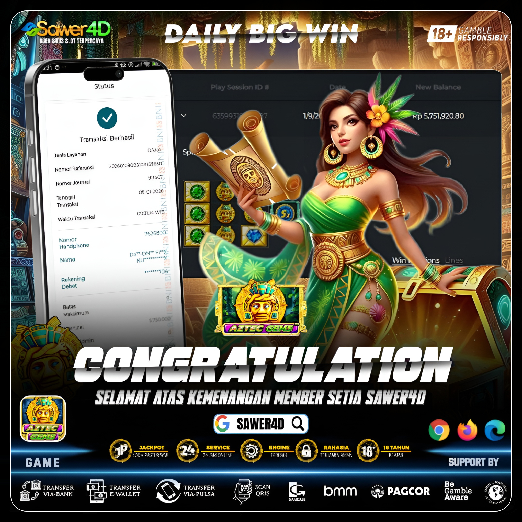 Bukti kemenangan Aztec hari ini 😎”