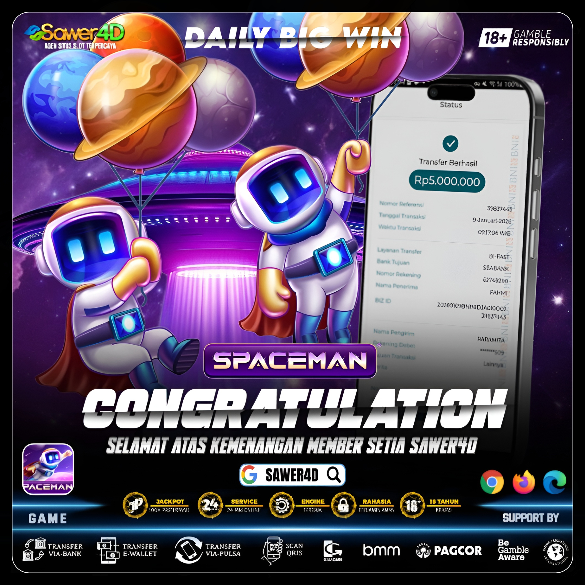 “Spaceman terbang tinggi, cuan ikut naik 🚀”