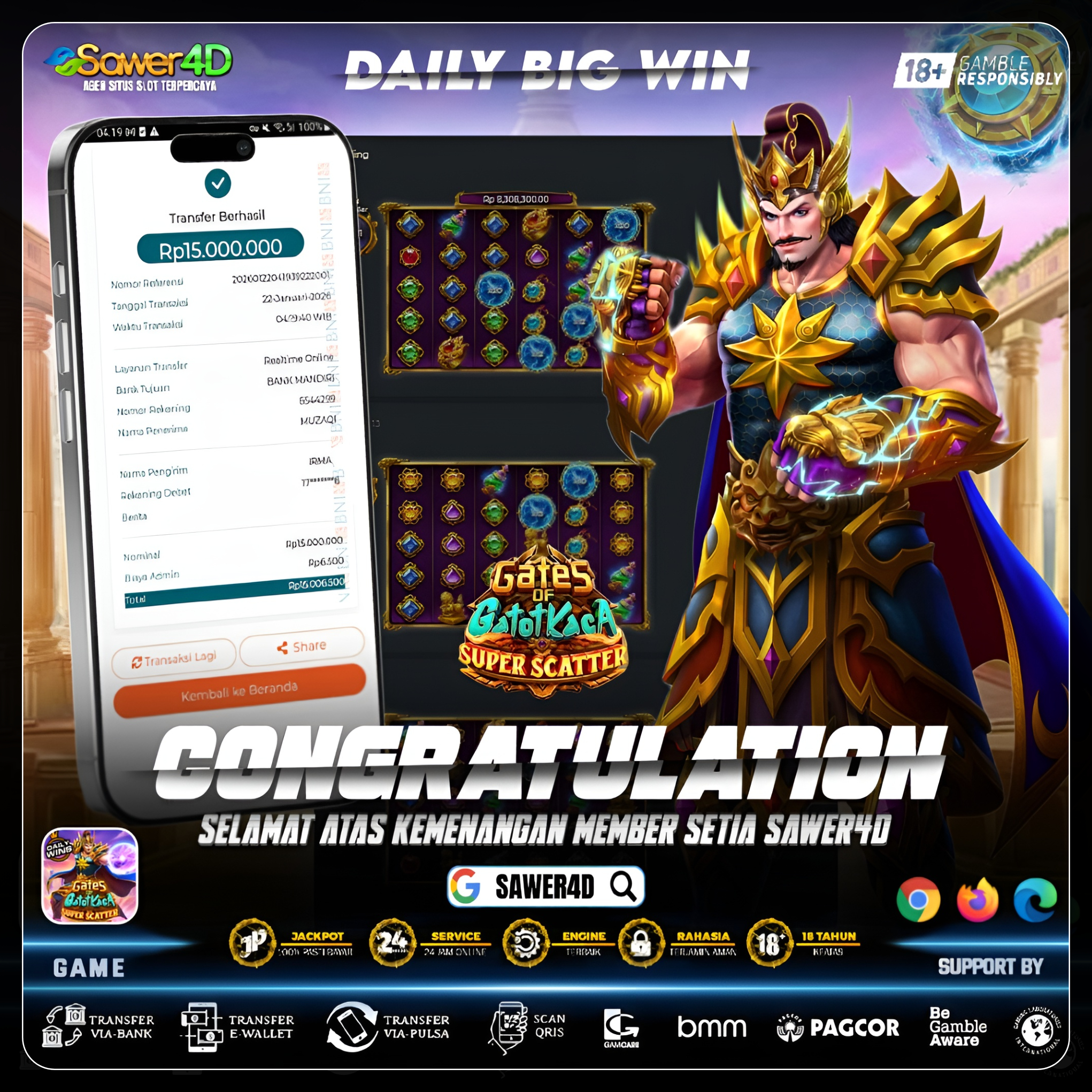 “Saat Super Scatter muncul, kekuatan Gatot Kaca langsung bawa cuan maksimal! 🛡️🔥