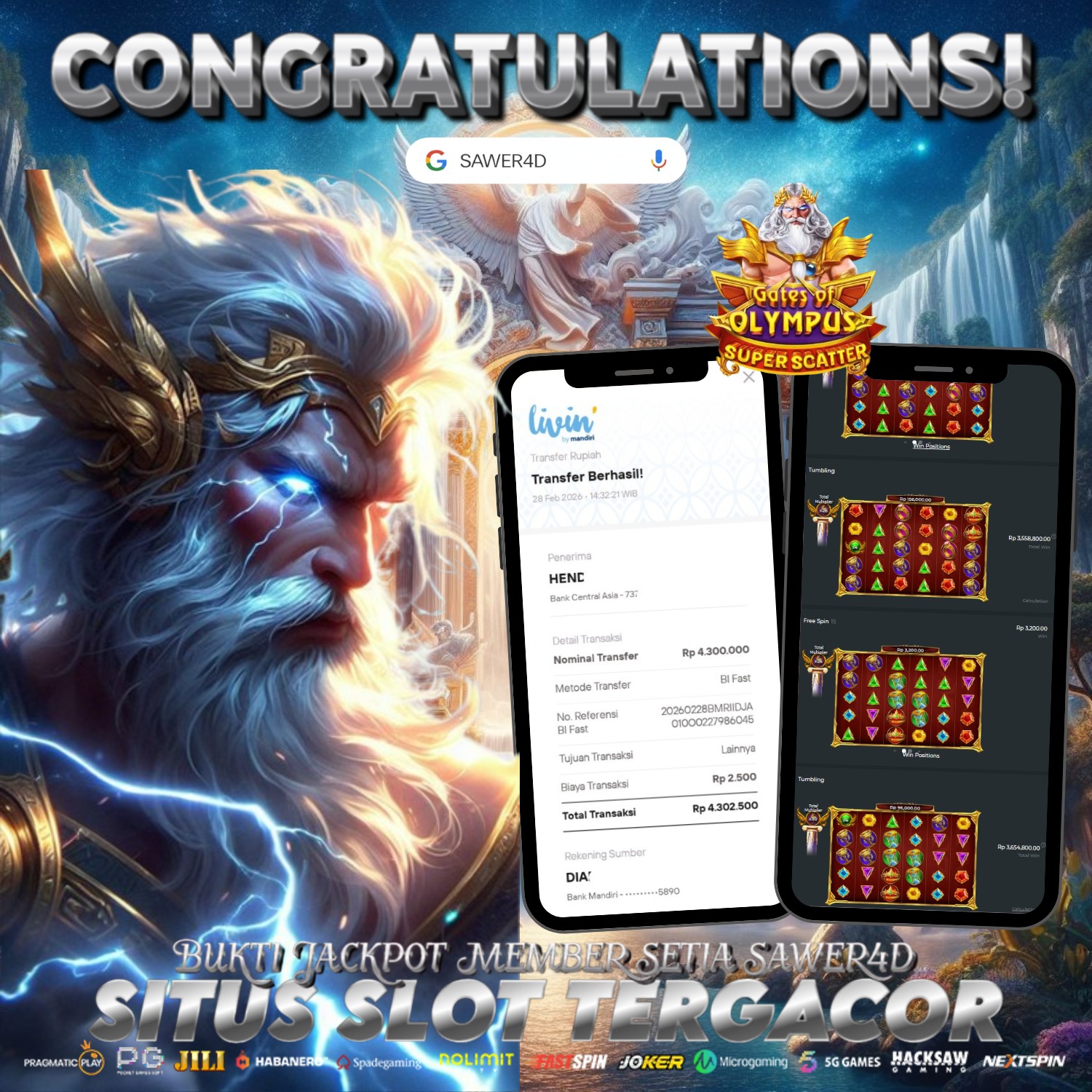 Petir Zeus lagi nyambar tanpa ampun! Scatter turun, multiplier nempel, dan cuan langsung meledak di layar! 💥💰