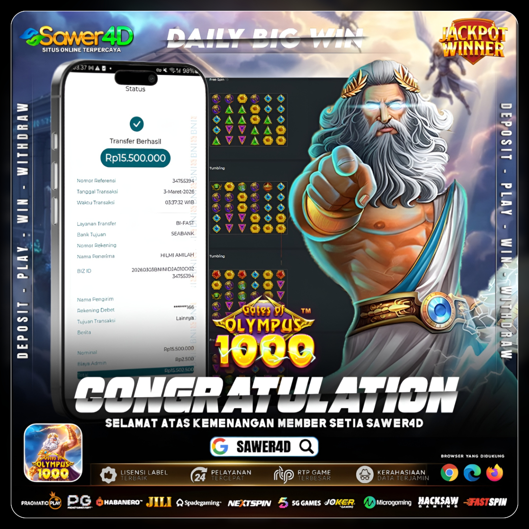 Petir menyambar, kemenangan pun datang ⚡👑 Gate of Olympus 1000 benar-benar kasih kejutan manis hari ini!