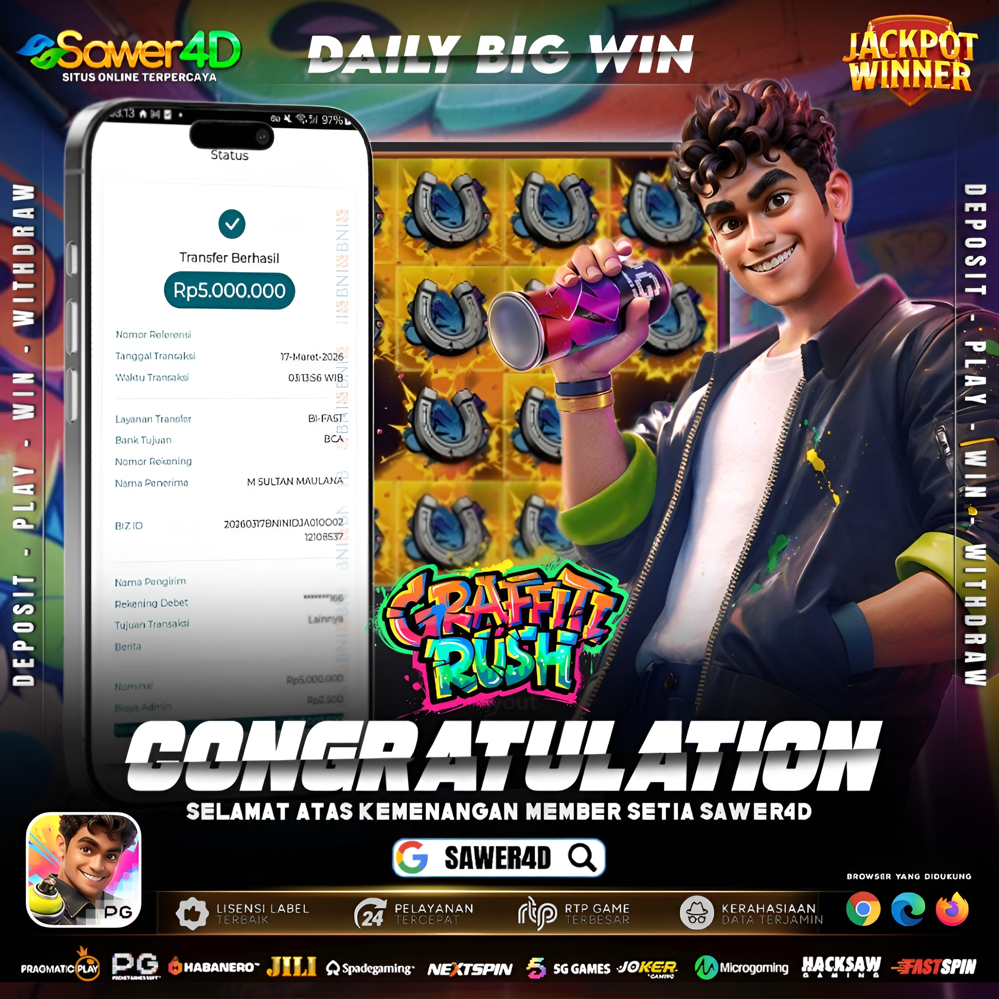 “Gaya bebas, hasil gak bebas! Cuan terus ngalir tanpa henti di Graffiti Rush 💰🎨”