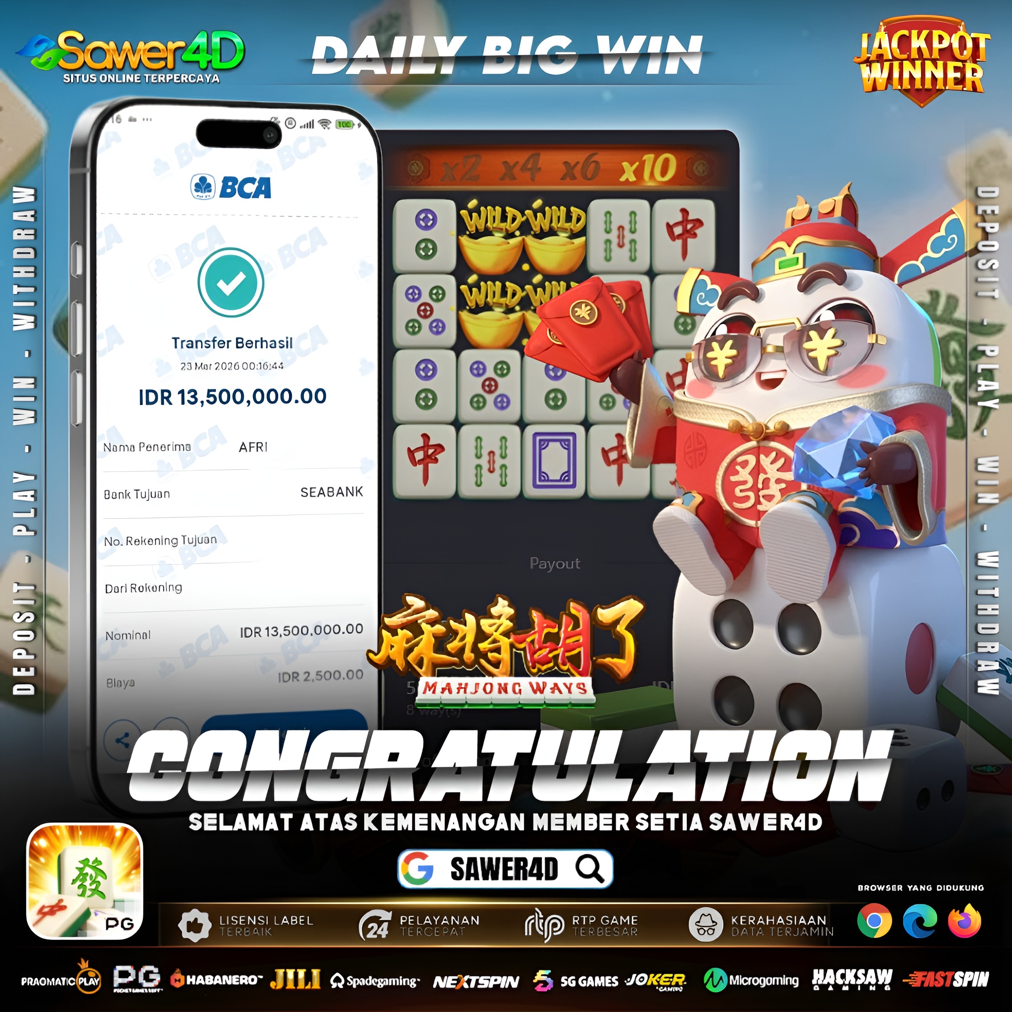 “Spin pelan, hasil tajam… langsung 13,5 juta! 🀄⚡”