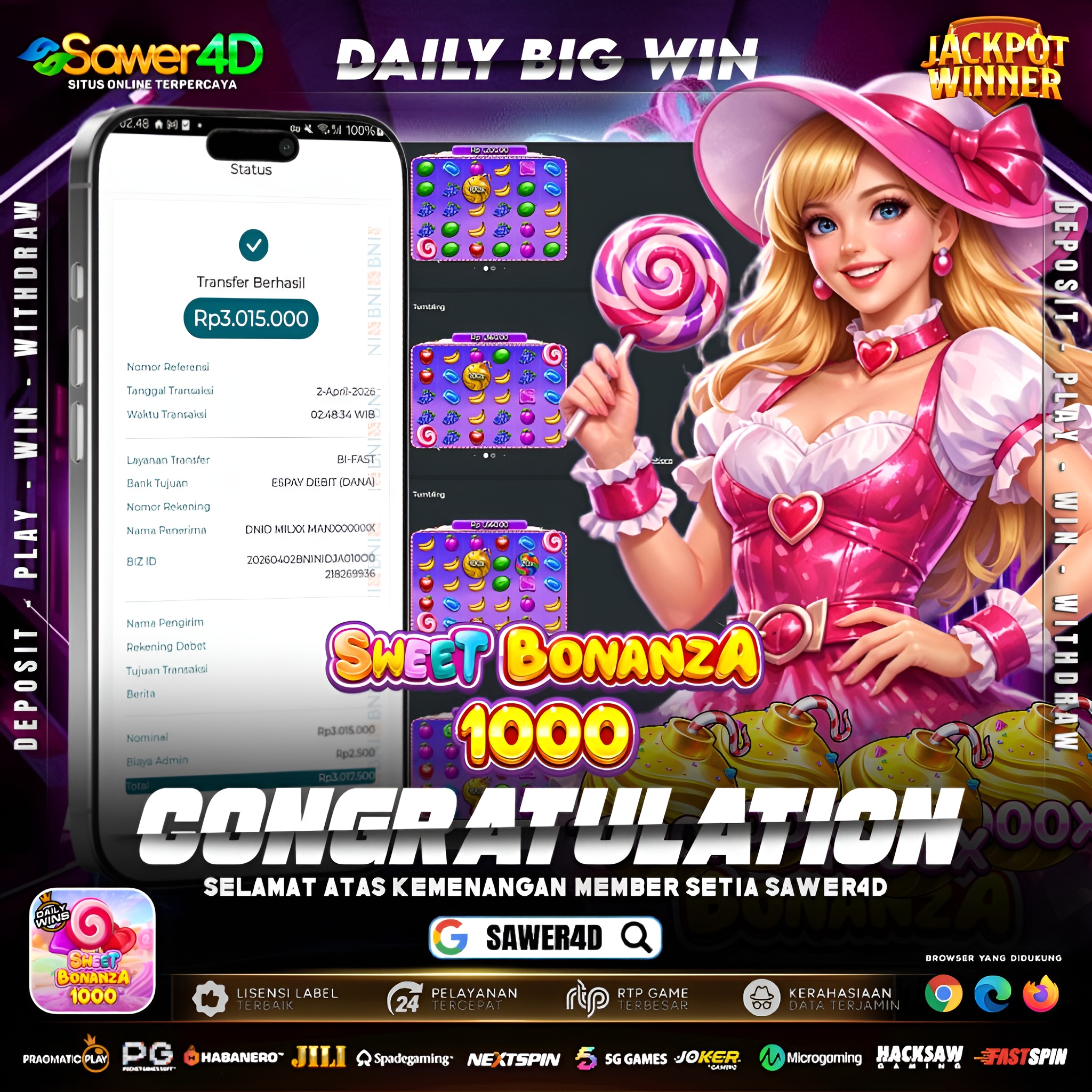 Cuma deposit kecil, langsung tembus kemenangan 3 juta di Sweet Bonanza 1000! 🔥