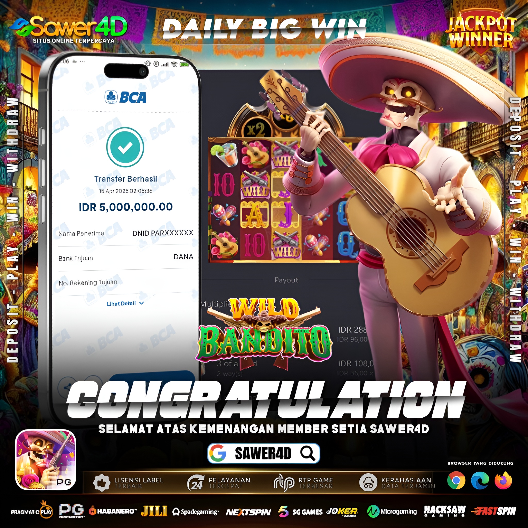 “Rezeki anak bandito hari ini 🔥 Wede 5 juta, siapa yang mau nyusul jackpot selanjutnya?”