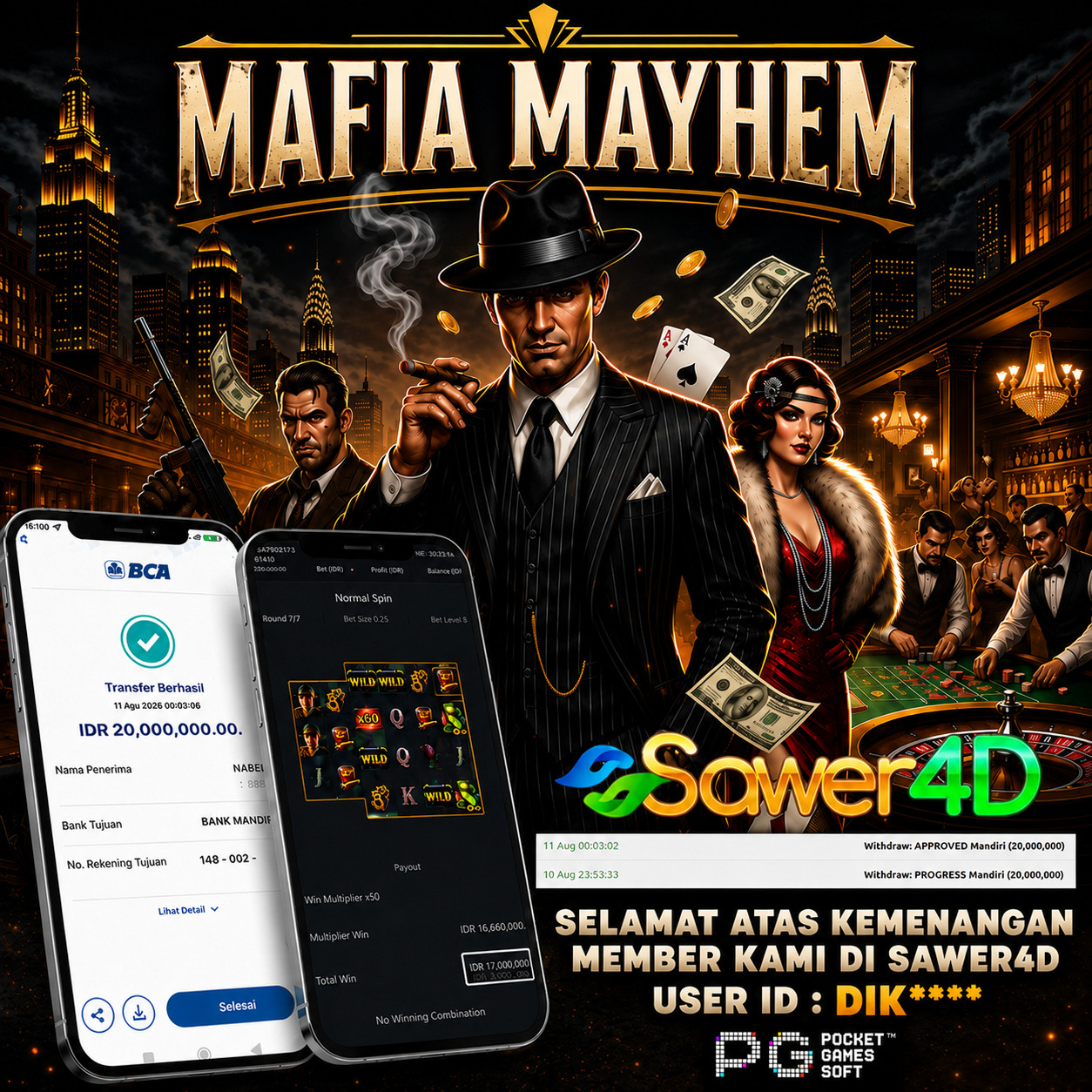 🔥 GG bro! Kemenangan di Mafia Mayhem berhasil diamankan dengan keren!