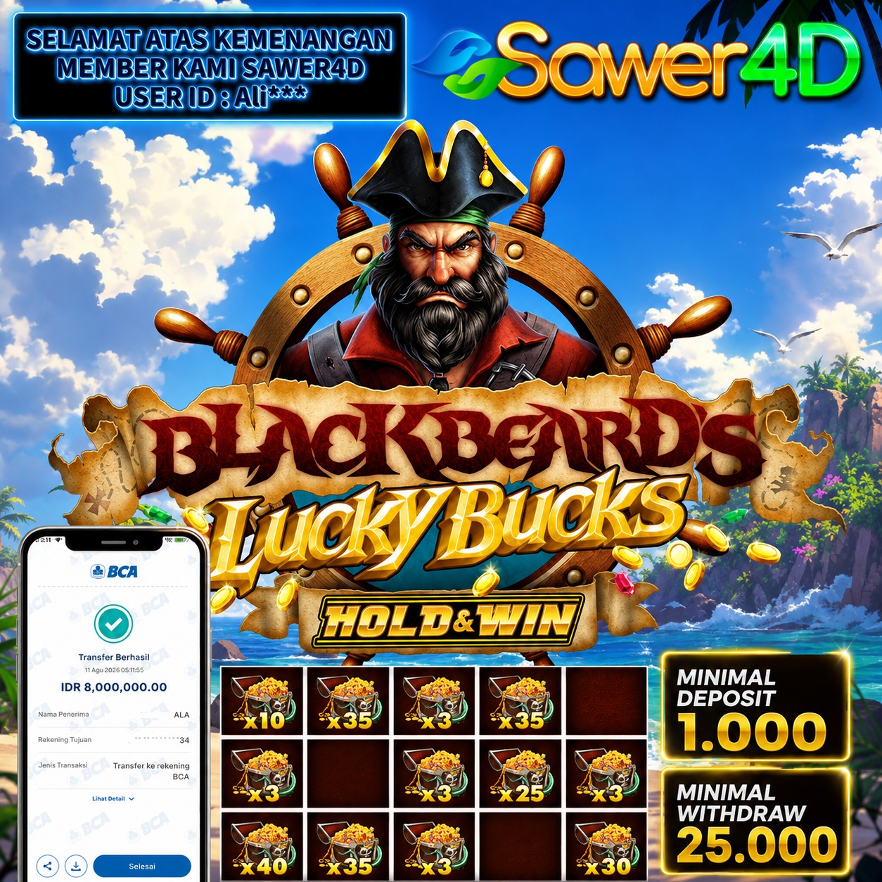 🔥 GG! Kemenangan epik berhasil diamankan di Black Beard's. Selamat!