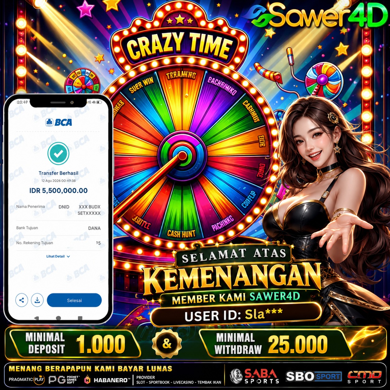 ✨ Luar biasa! Kemenangan di Live Casino berhasil diamankan. Selamat bro!