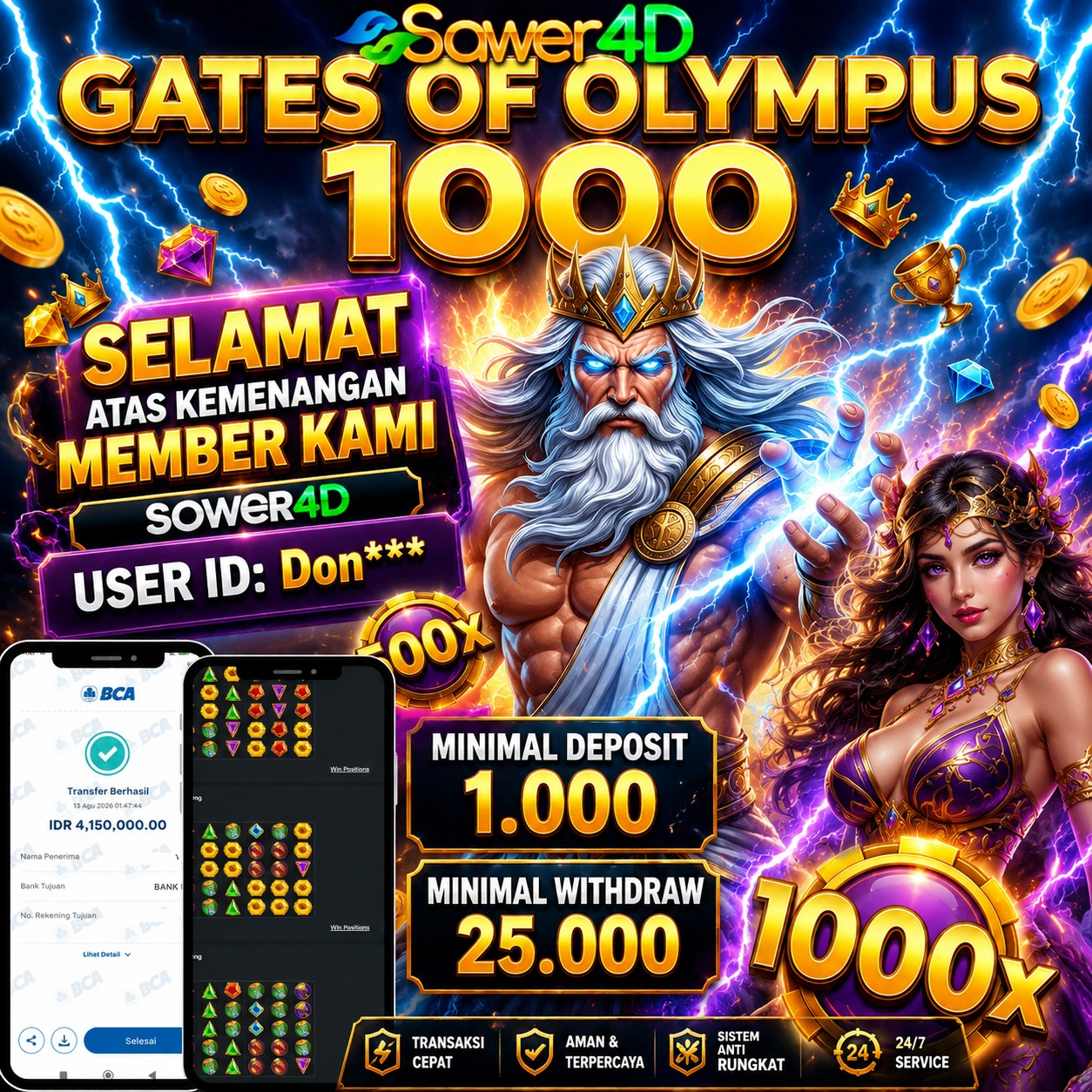 🌟 Victory secured! Selamat atas kemenangan luar biasa di Gates of Olympus!