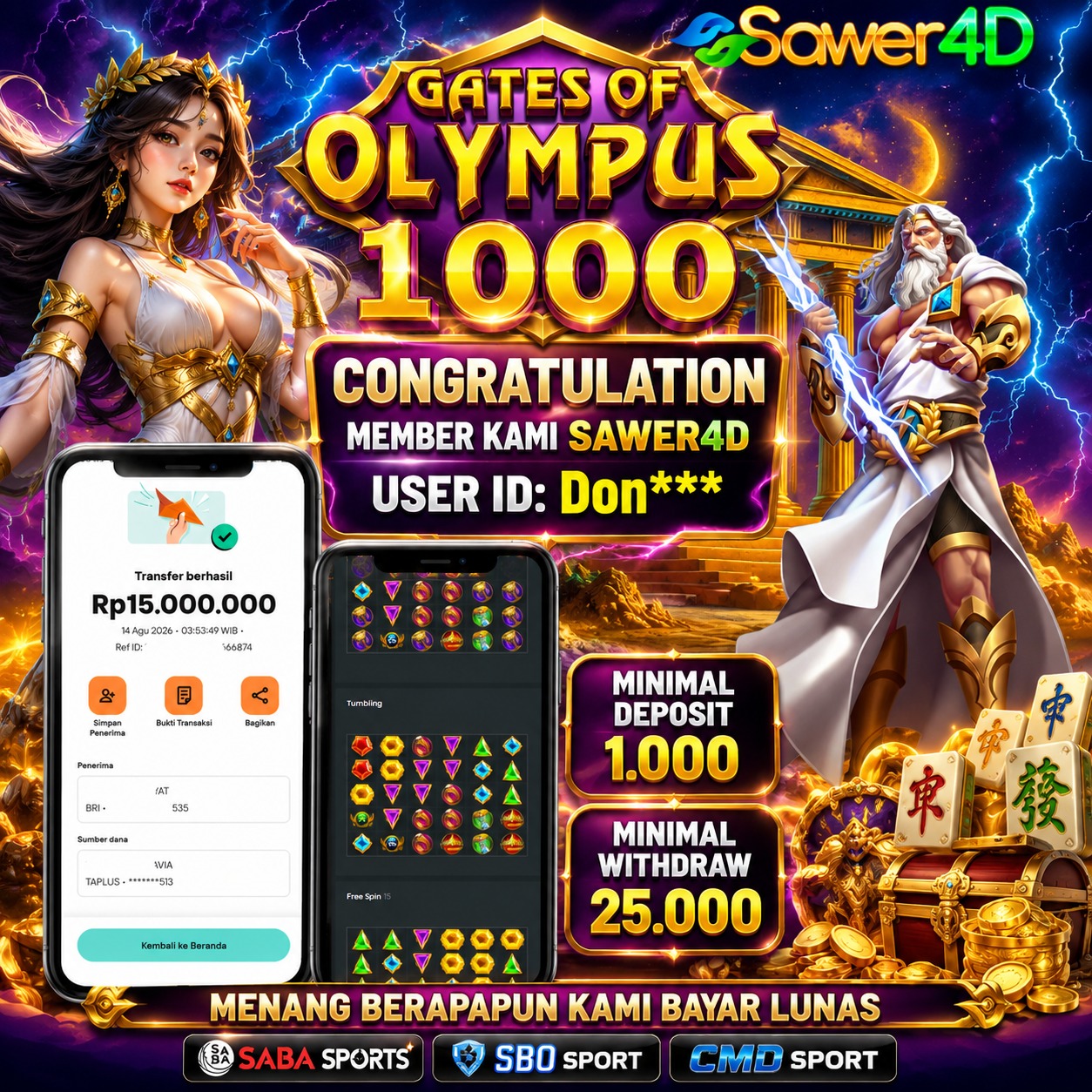 🔥 Kemenangan epik berhasil diamankan! Selamat atas hasil terbaik di Gates of Olympus!