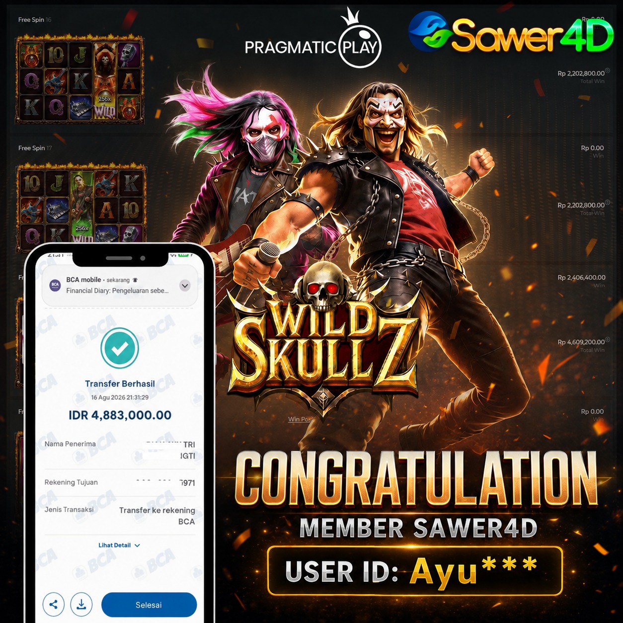 👑💀 SELAMAT! KEMENANGAN MANIS BERHASIL DIDAPATKAN DI WILD SKULLZ!