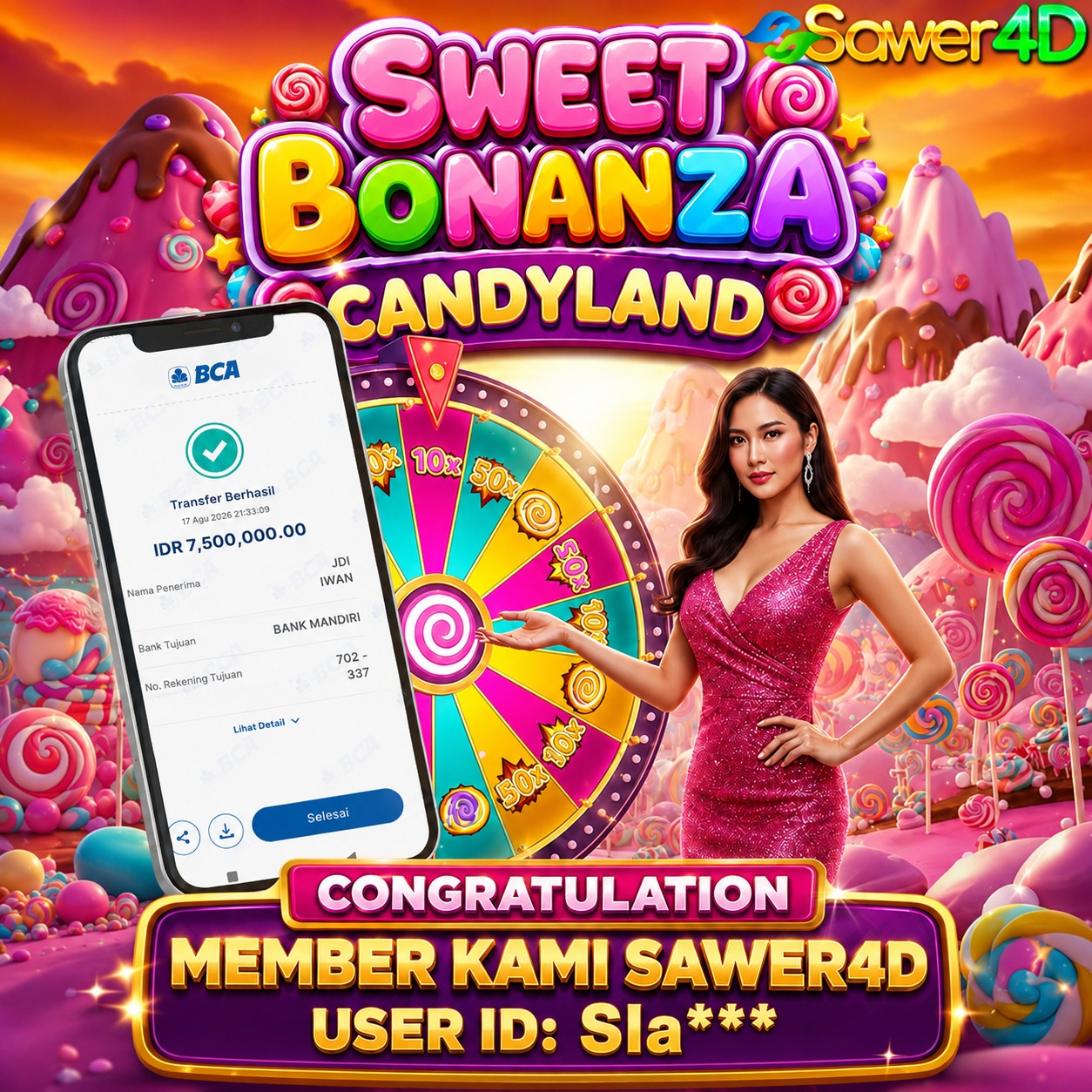🍬 Sweet Bonanza hari ini benar-benar manis! Selamat atas kemenangan besarnya! 🎊