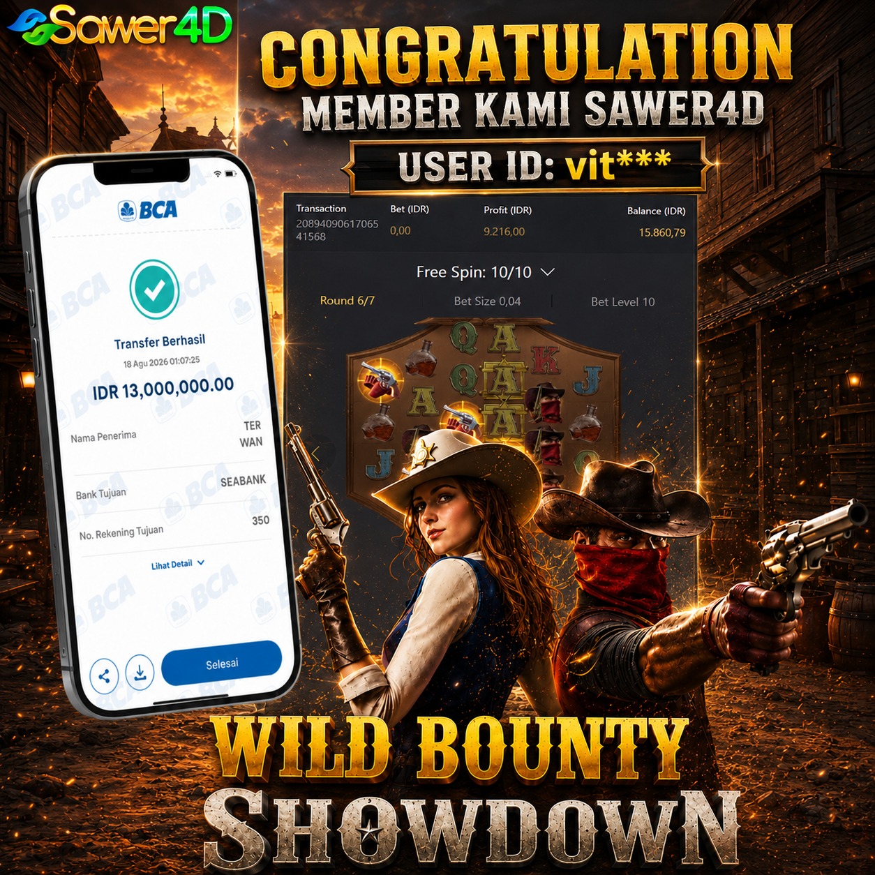 🔥 GAS TERUS! Wild Bounty Showdown kali ini benar-benar gacor! 💰 Sekali spin, hasilnya bikin senyum lebar! 😎🎰