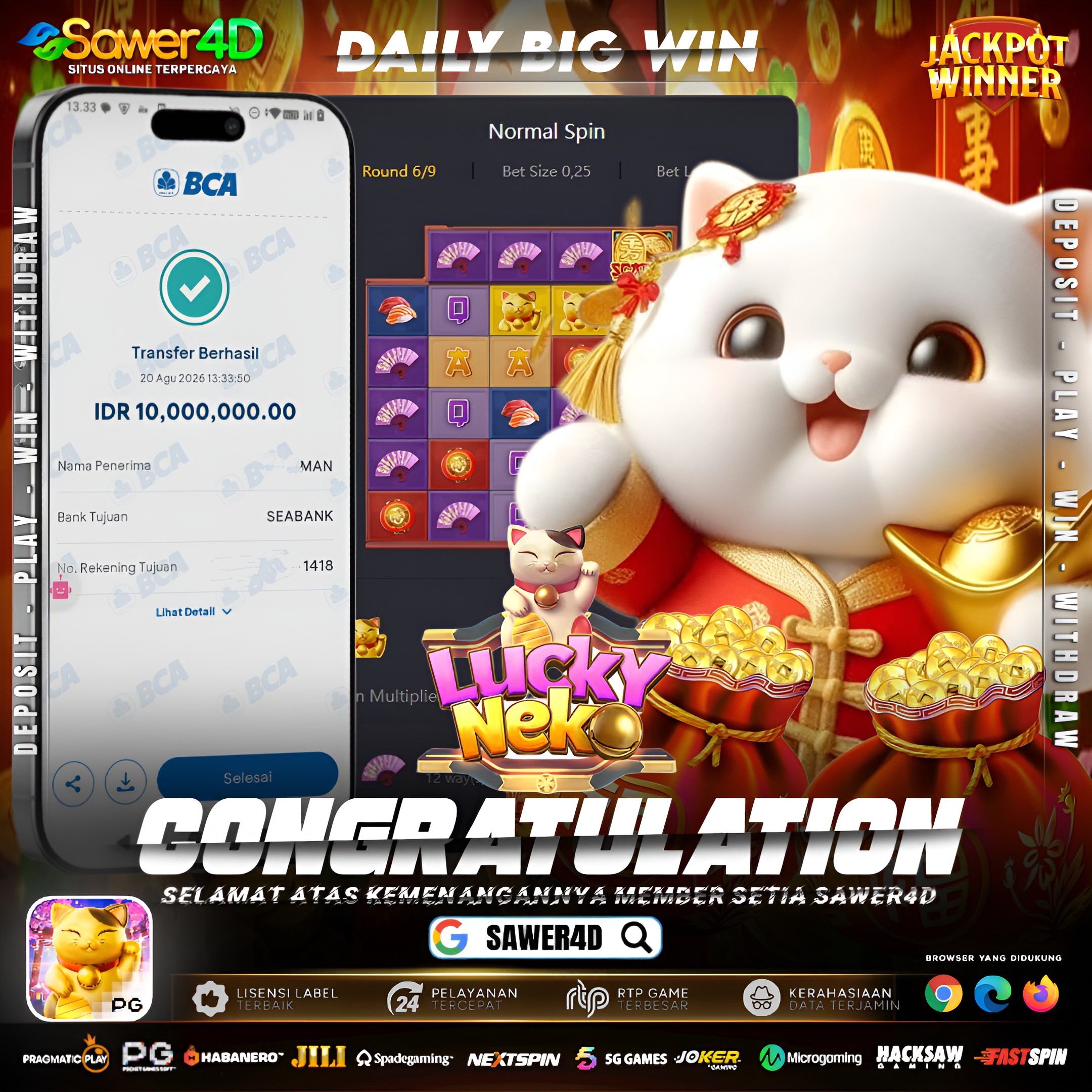 LUCKY NEKO KEMBALI MENGGUNAKAN PANGGUNG PG SOFT