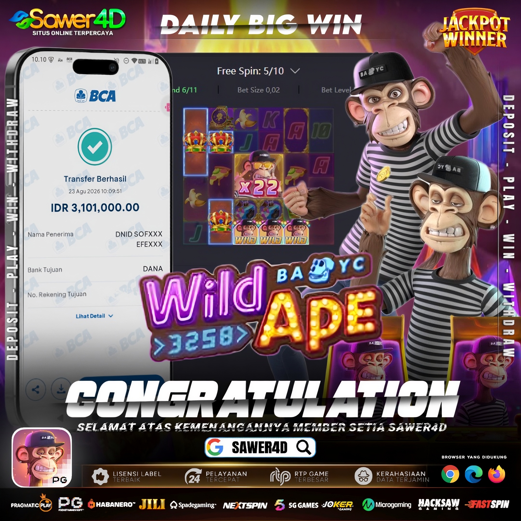 WILD APE #3258 TIDAK MAU KETINGGALAN...GACOR BANGETTT!!