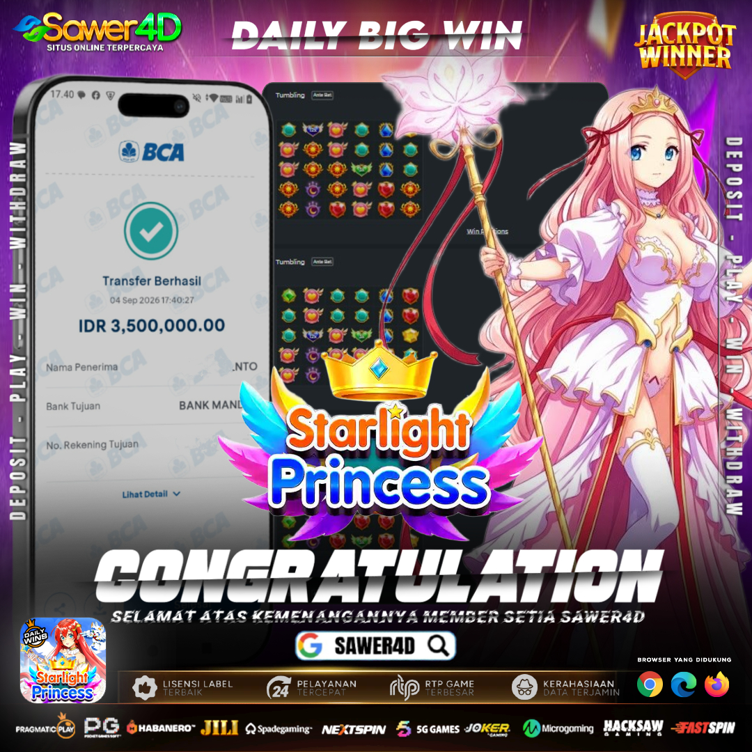 STARLIGHT PRINCESS KEMBALI BERAKSI DI SAWER4D