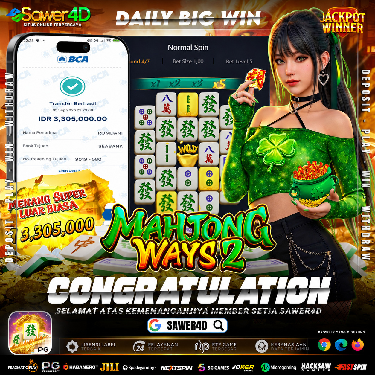 Nice win! Hasil permainan Mahjong Ways 2 kali ini sukses bikin senyum! 😎✨