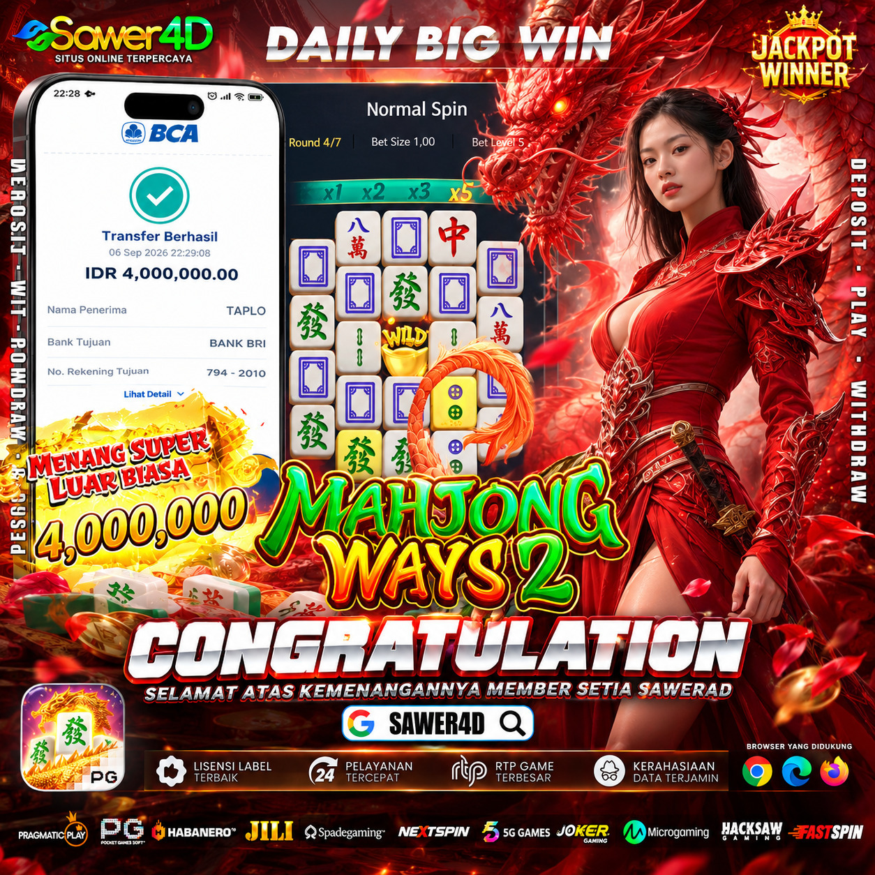 🔥 Kemenangan berhasil diamankan! Mahjong Ways 2 jadi saksi hasil yang mantap hari ini! 🀄🎉
