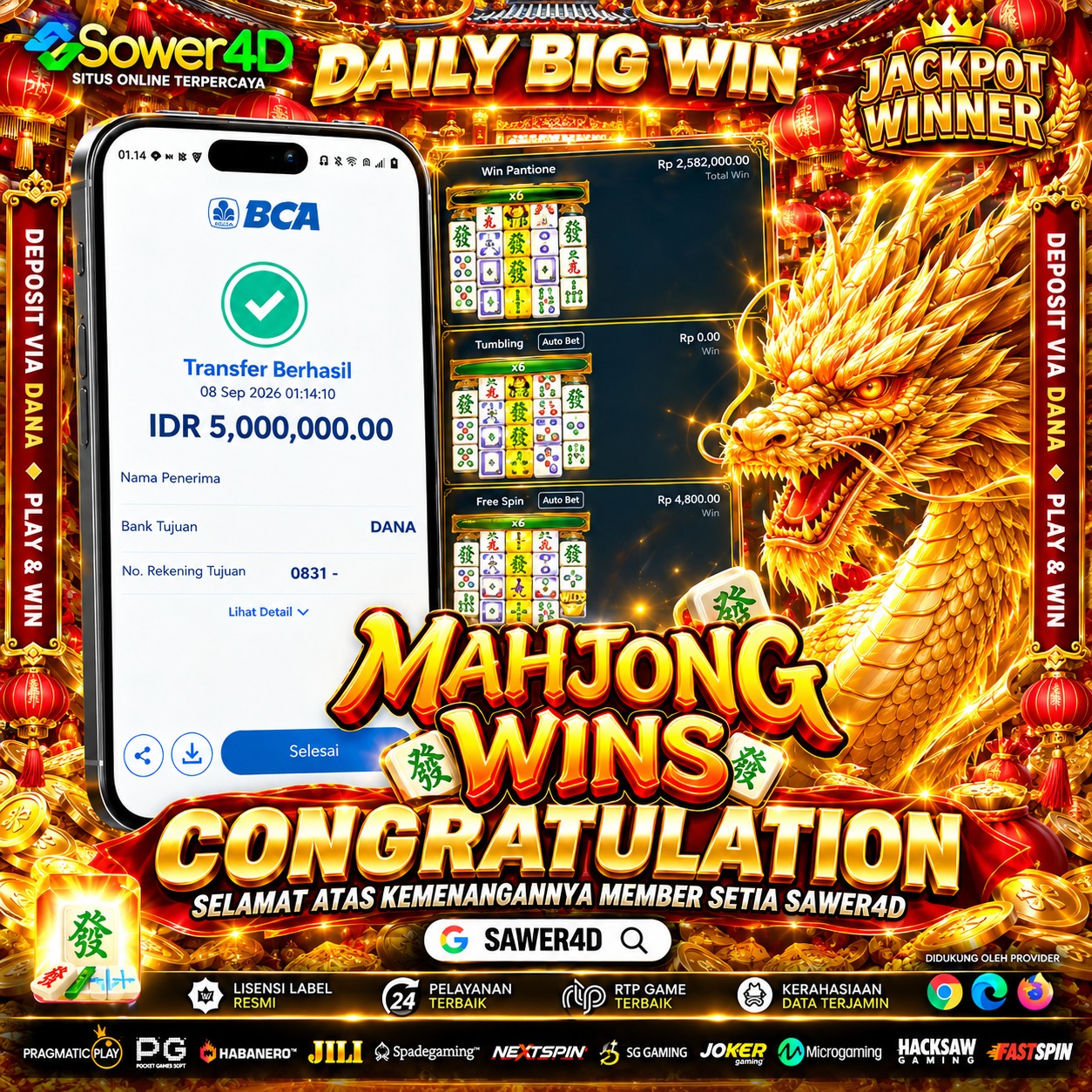 🔥 Kemenangan berhasil diamankan! Mahjong Wins jadi saksi hasil yang mantap hari ini! 🀄🎉
