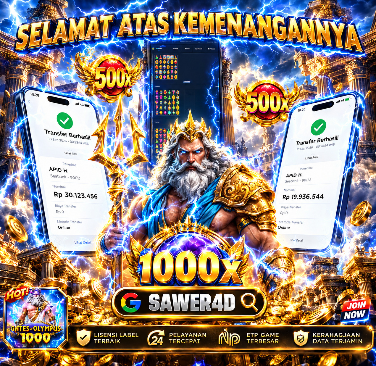 🌩️💥 Pecah! Gates of Olympus berakhir dengan hasil kemenangan yang begitu mantap! 50jt mendaraaattt!!