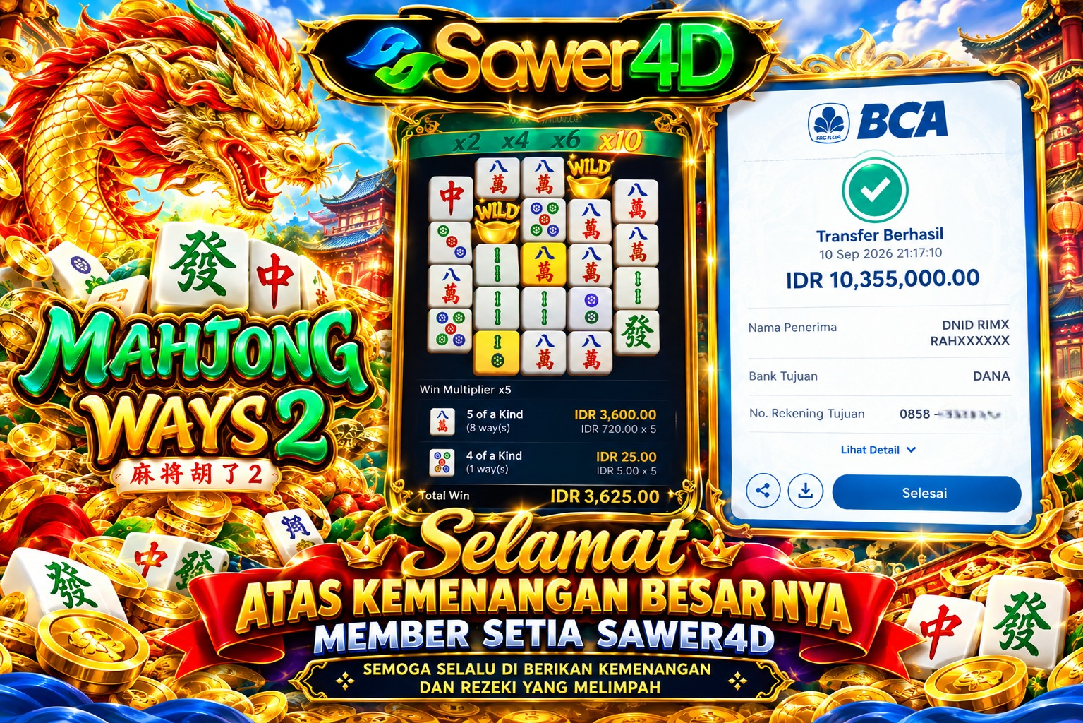 🀄🔥 SELAMAT ATAS KEMENANGAN DI MAHJONG WAYS! Hasilnya benar-benar berkesan! 🏆✨